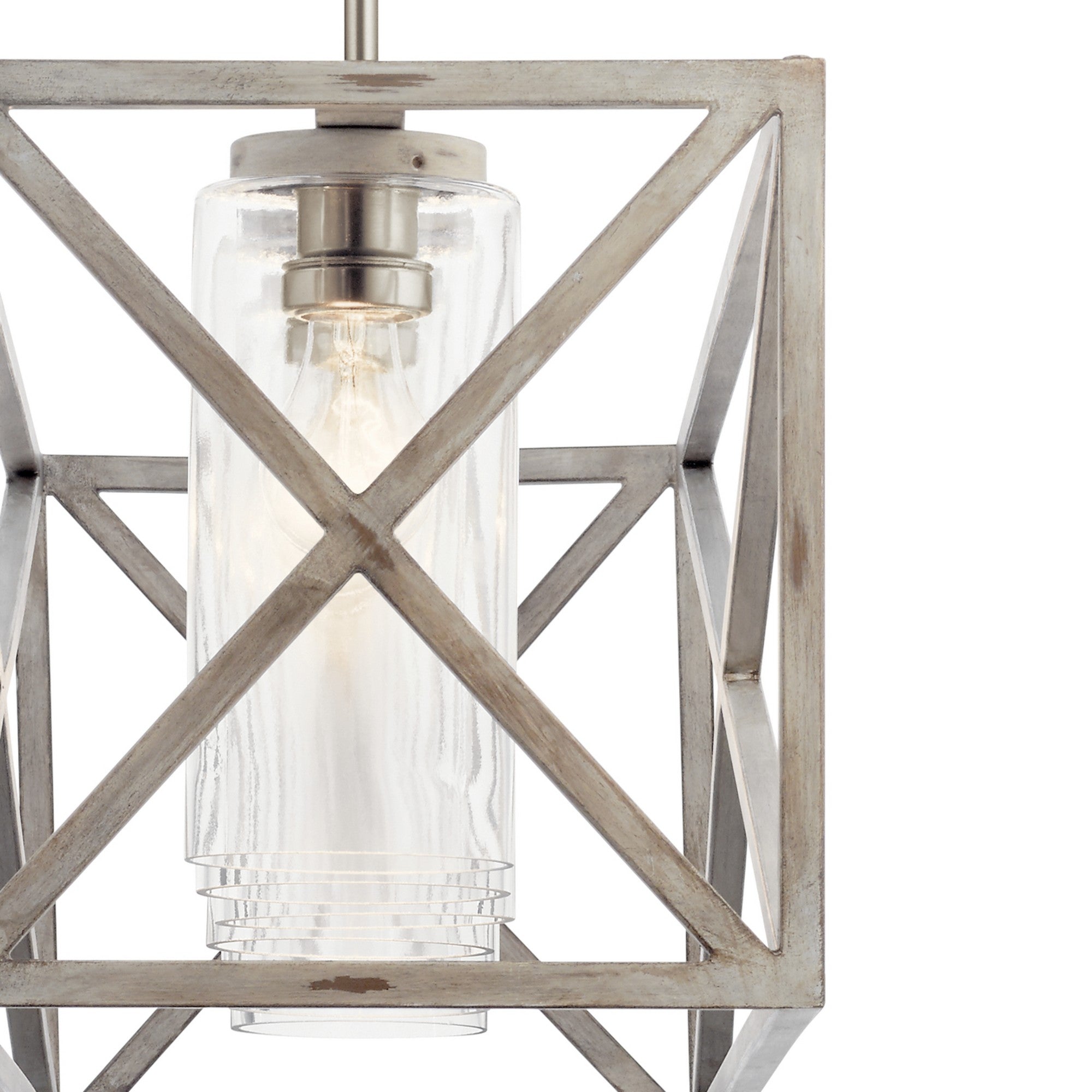 Moorgate 48" 7-Light Linear Chandelier, Distressed Antique White Finish - Bees Lighting