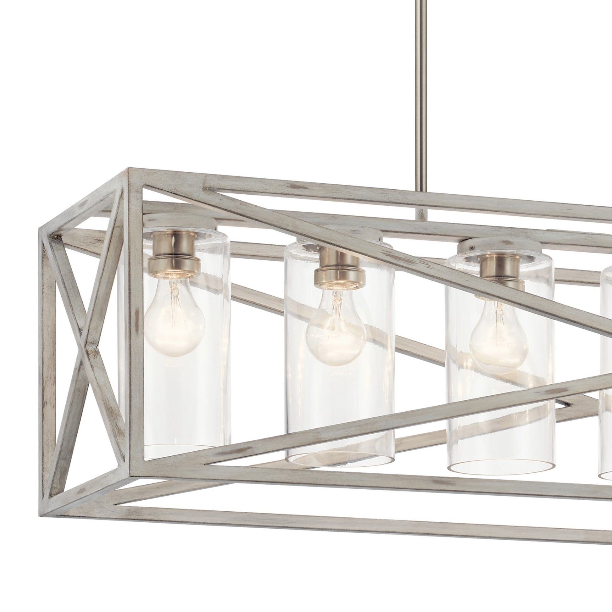Moorgate 48" 7-Light Linear Chandelier, Distressed Antique White Finish - Bees Lighting