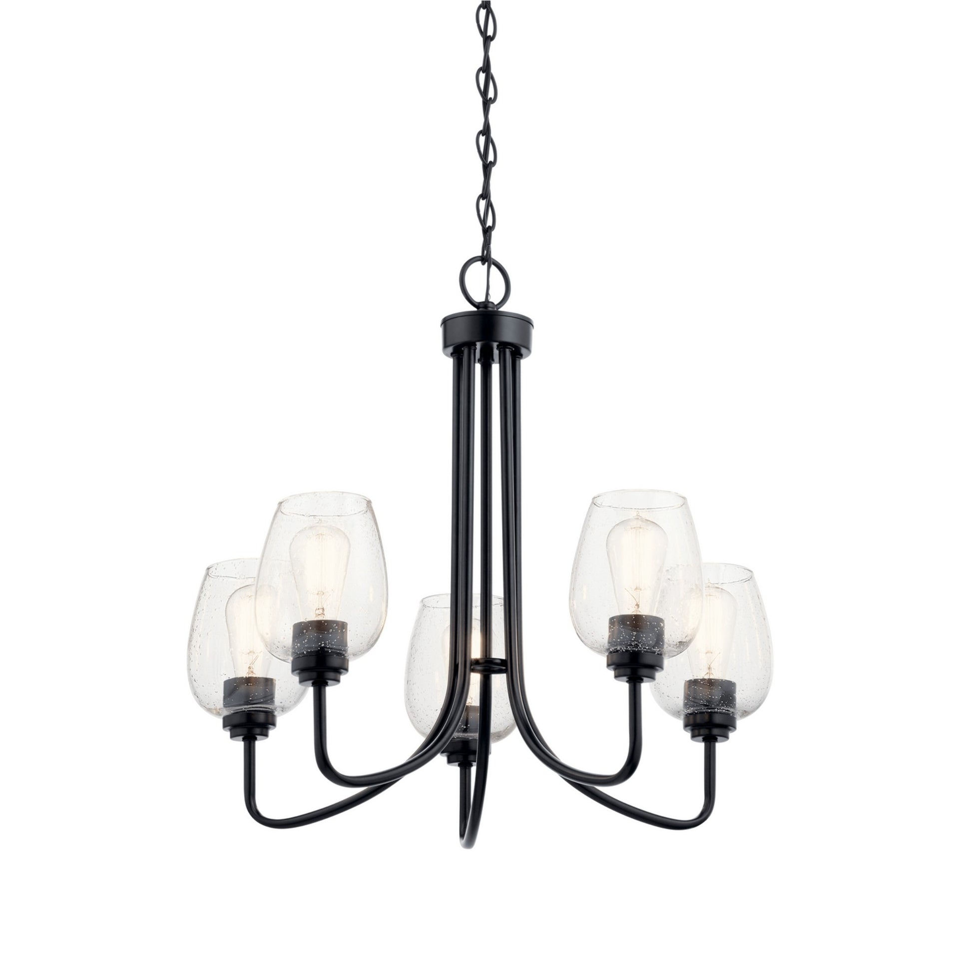 Valserrano 24" 5-Light Chandelier, Black Finish, Clear Seeded Glass - Bees Lighting