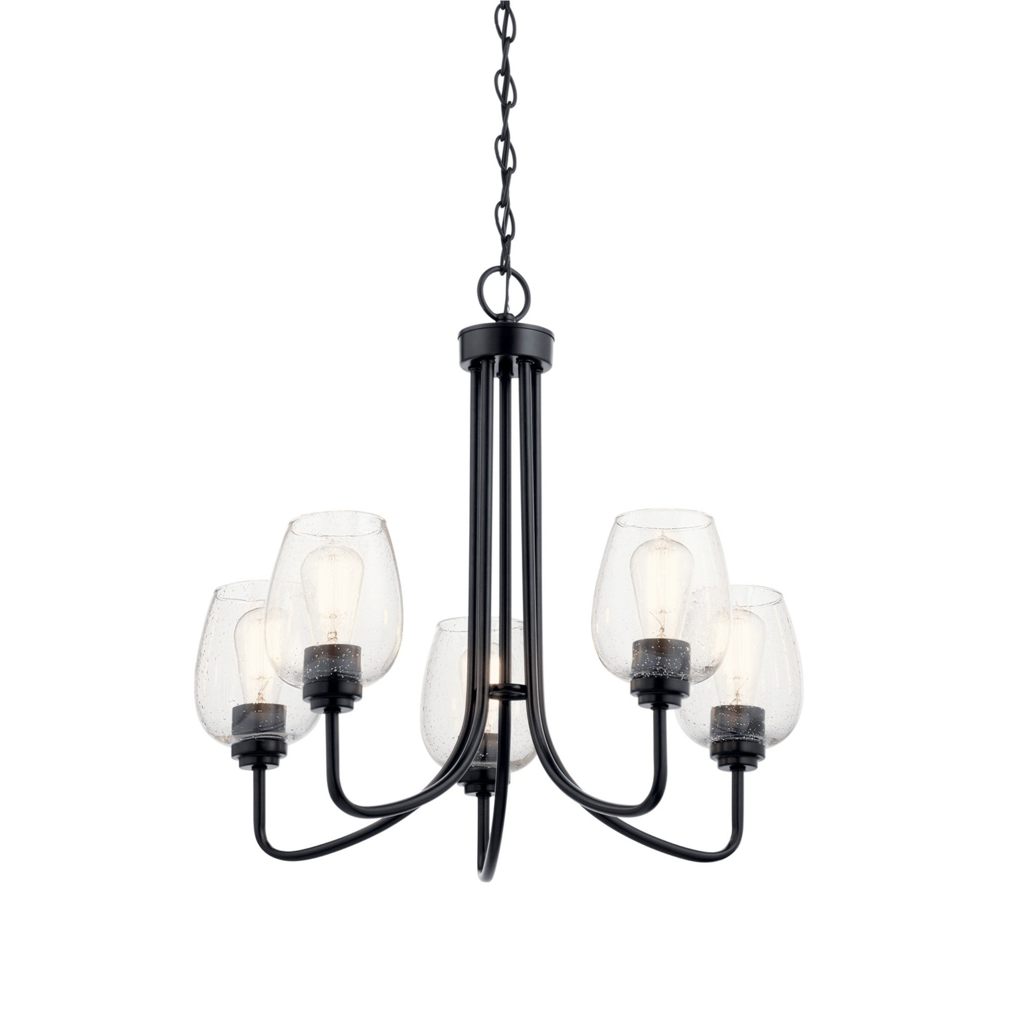 Valserrano 24" 5-Light Chandelier, Black Finish, Clear Seeded Glass - Bees Lighting