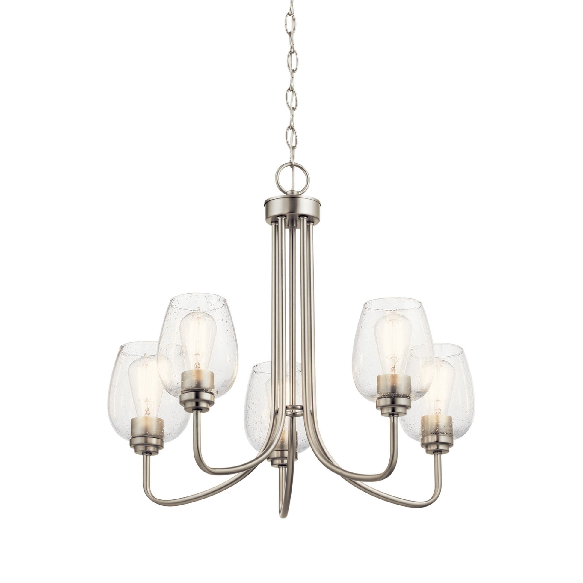 Valserrano 25 in. 5 Lights Chandelier Brushed Nickel Finish Clear Seeded - Bees Lighting