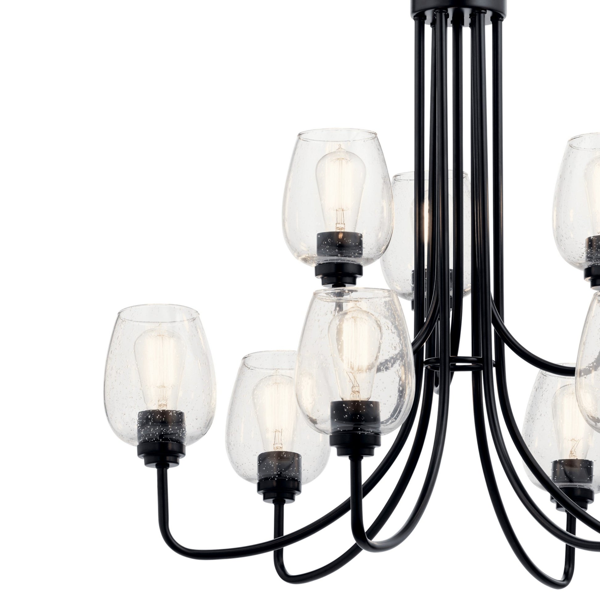 Valserrano 32" 9-Light Chandelier, Black Finish, Clear Seeded Glass - Bees Lighting