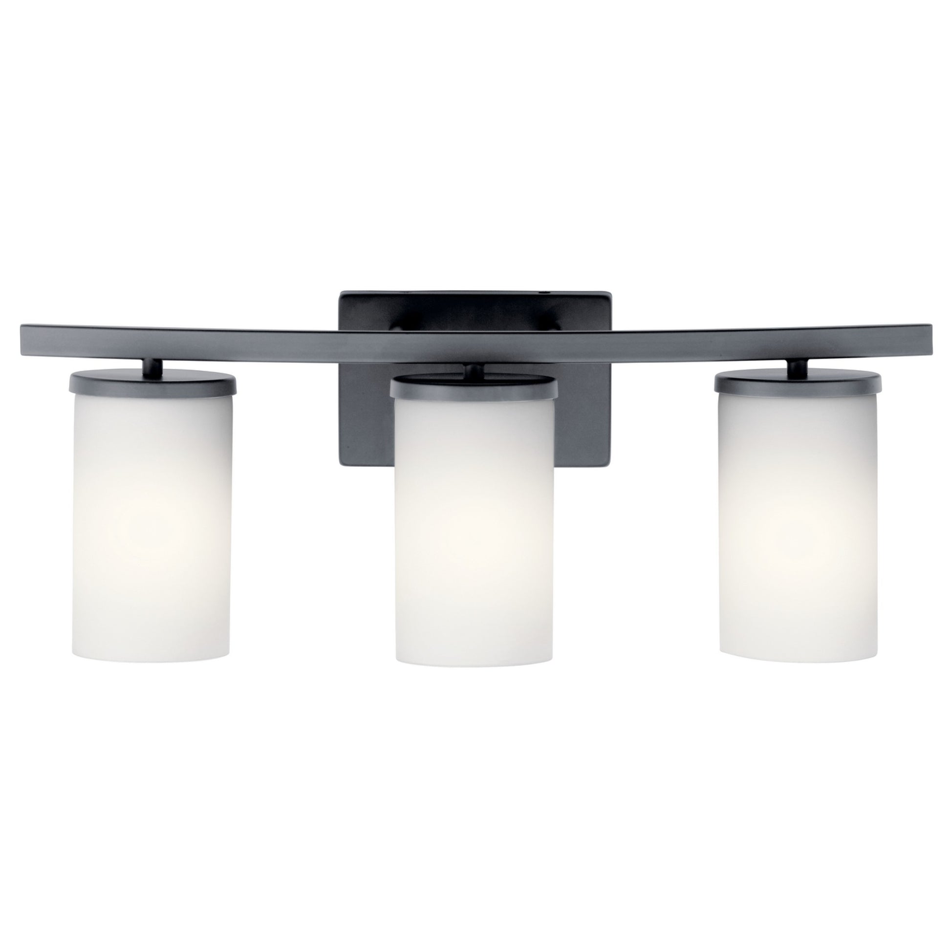 Crosby 23" 3-Light Bath Vanity Light, Black Finish, Etched Glass - Bees Lighting