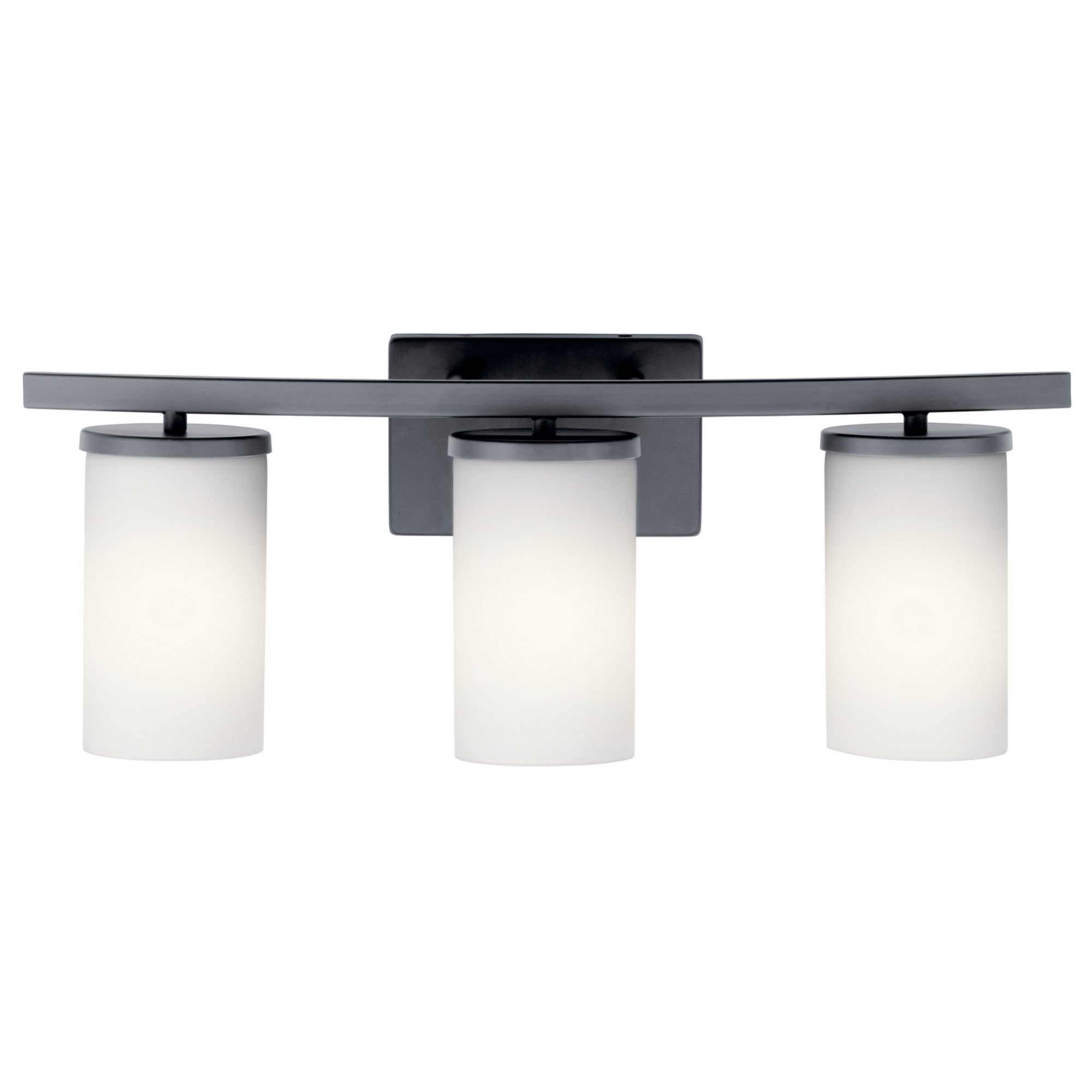 Crosby 23" 3-Light Bath Vanity Light, Black Finish, Etched Glass - Bees Lighting