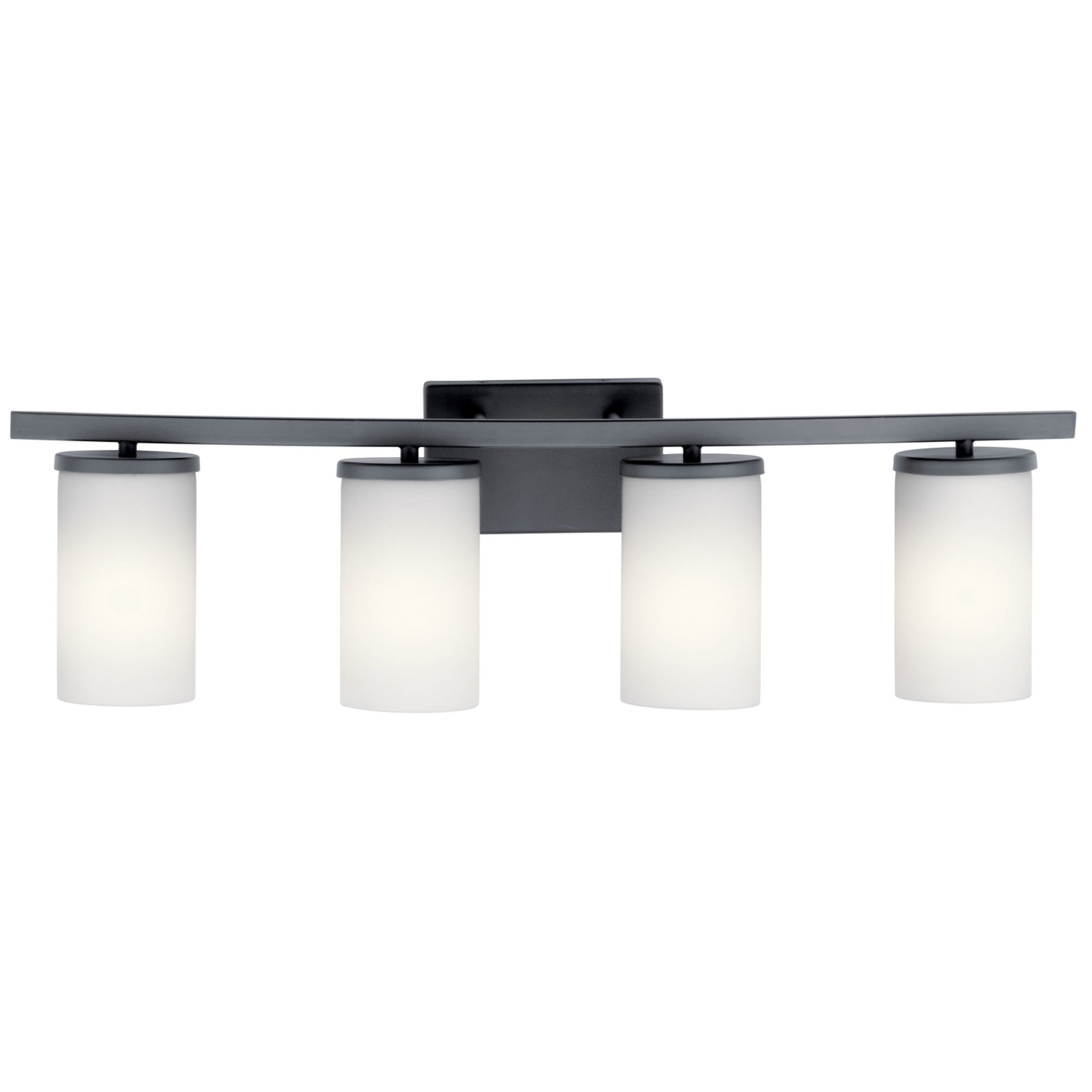 Crosby 31" 4-Light Bath Vanity Light, Black Finish, Etched Glass - Bees Lighting