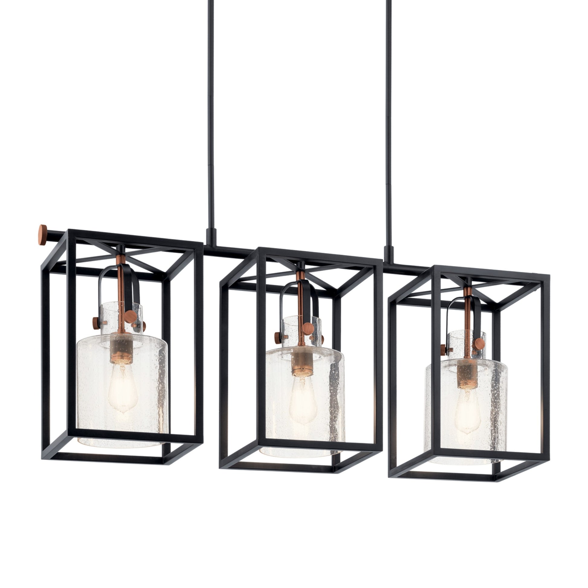 Kitner 42" 3-Light Linear Chandelier, Black Finish - Bees Lighting