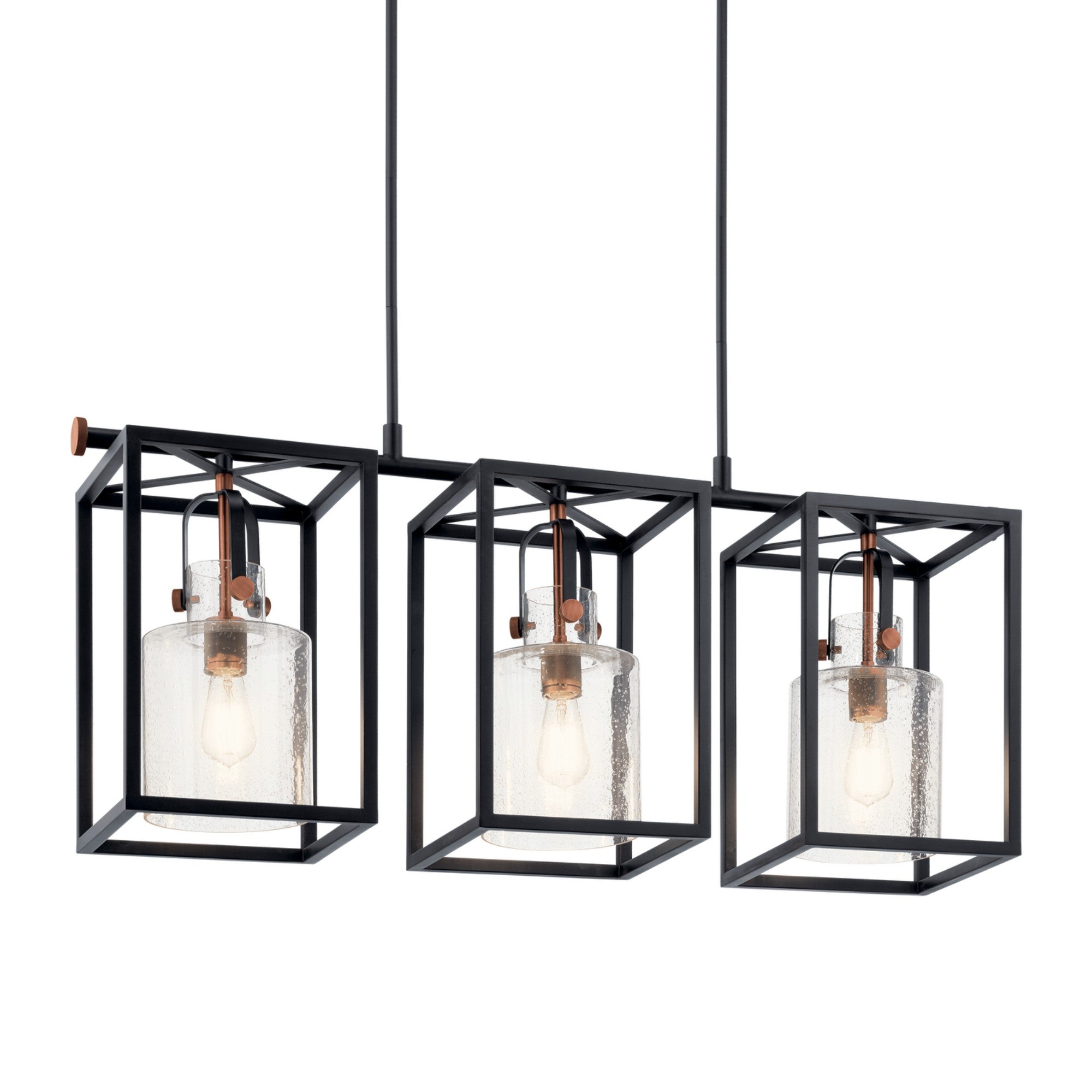 Kitner 42" 3-Light Linear Chandelier, Black Finish - Bees Lighting