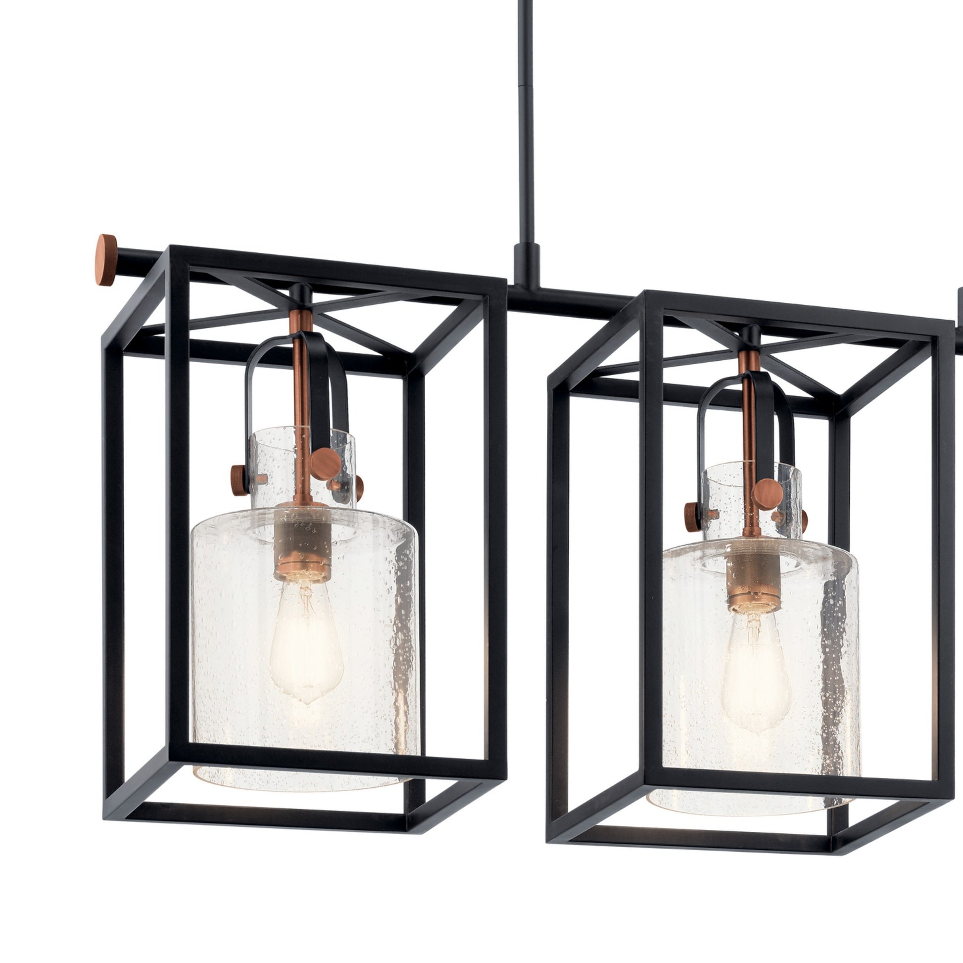 Kitner 42" 3-Light Linear Chandelier, Black Finish - Bees Lighting
