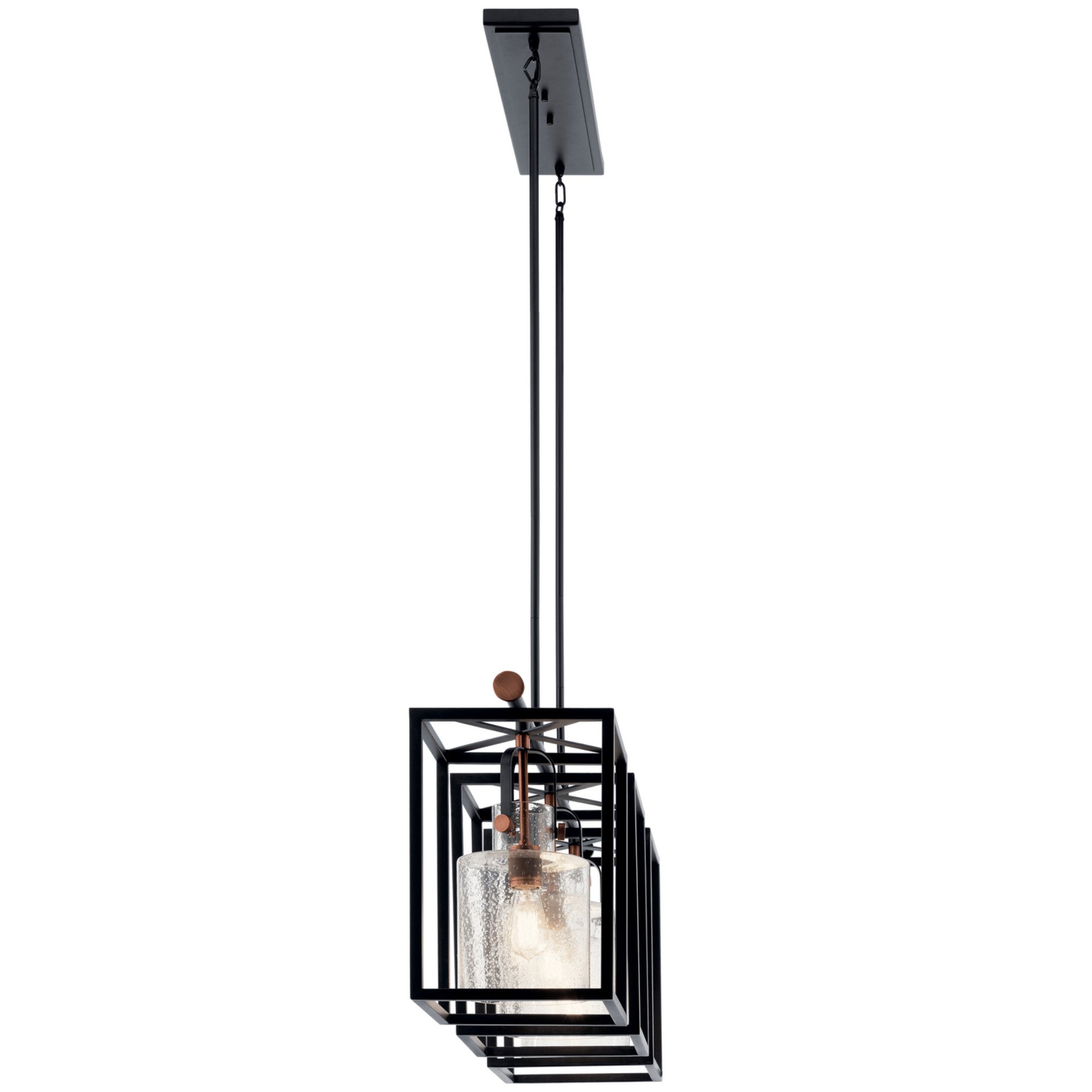 Kitner 42" 3-Light Linear Chandelier, Black Finish - Bees Lighting