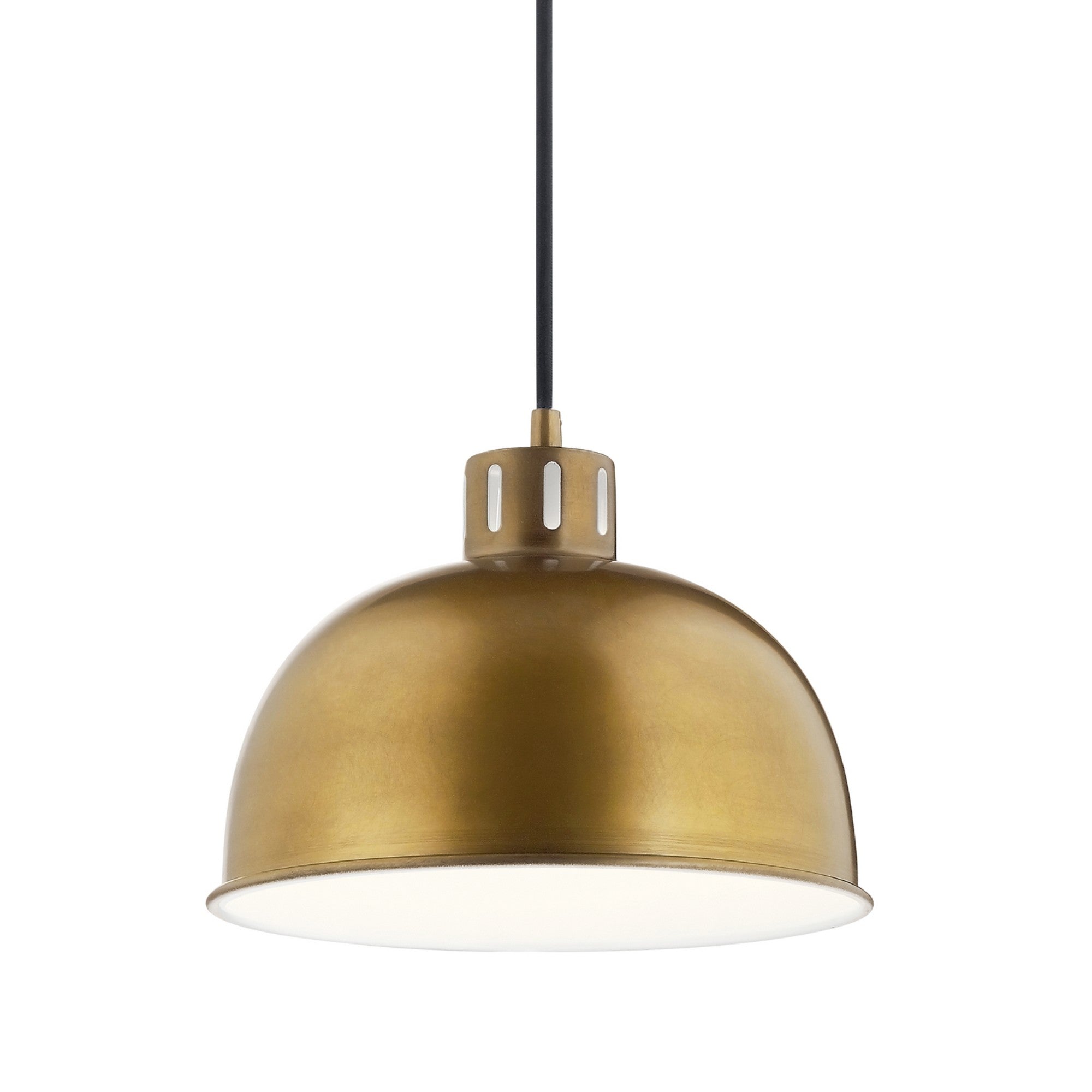 Zailey 12" Dome Pendant, Natural Brass Finish - Bees Lighting