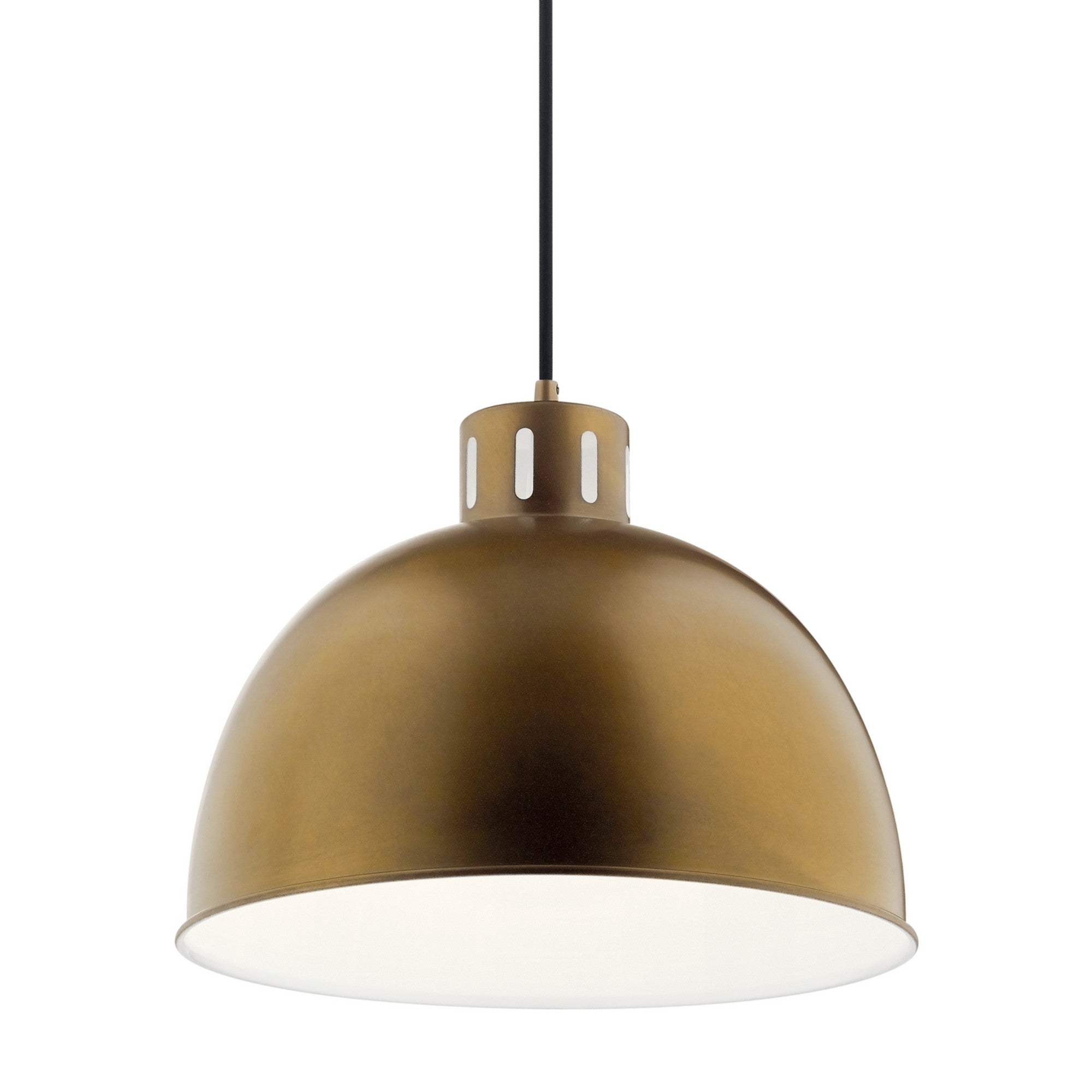 Zailey 16" Dome Pendant, Natural Brass Finish - Bees Lighting
