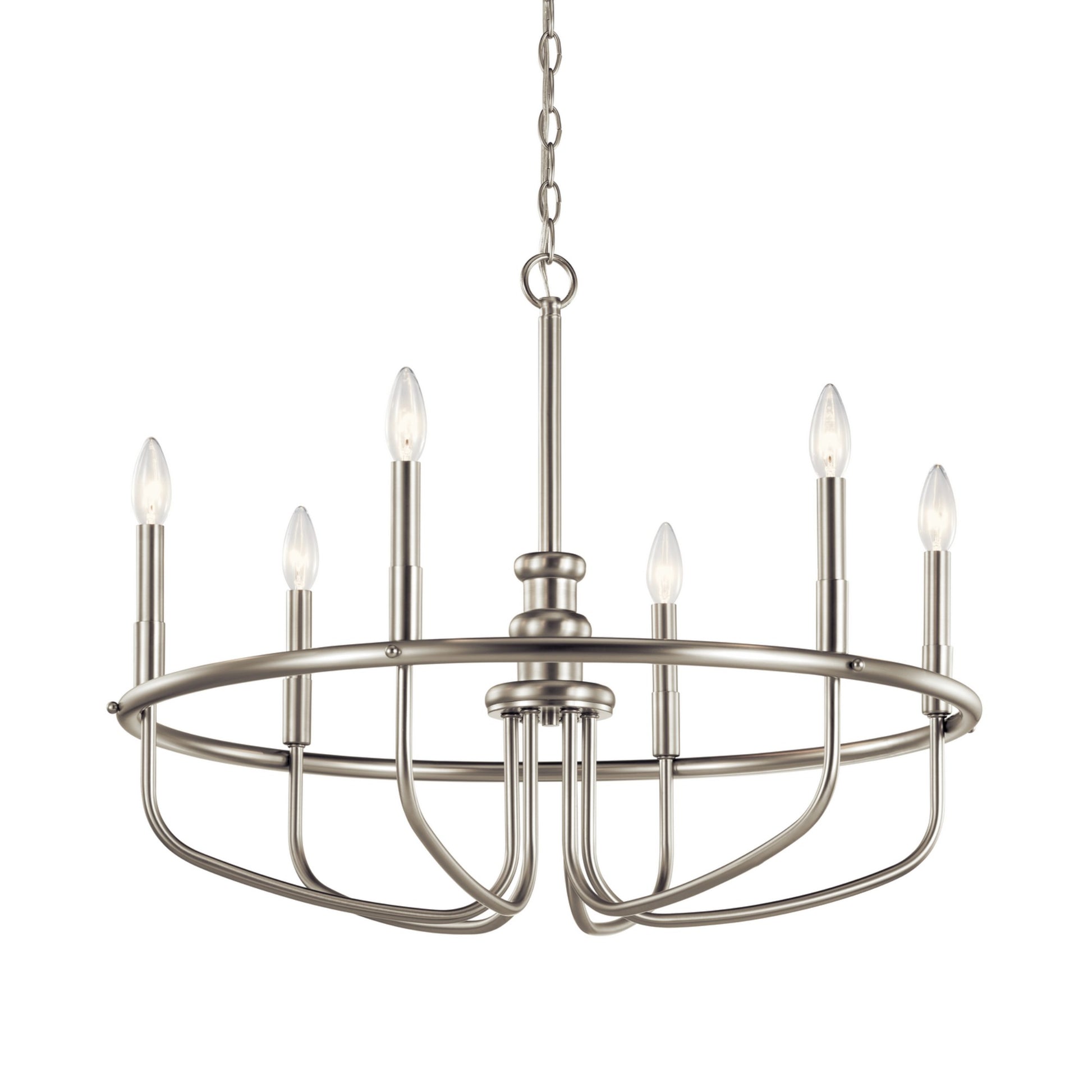 Capitol Hill 29" 6-Light Chandelier, Brushed Nickel Finish - Bees Lighting
