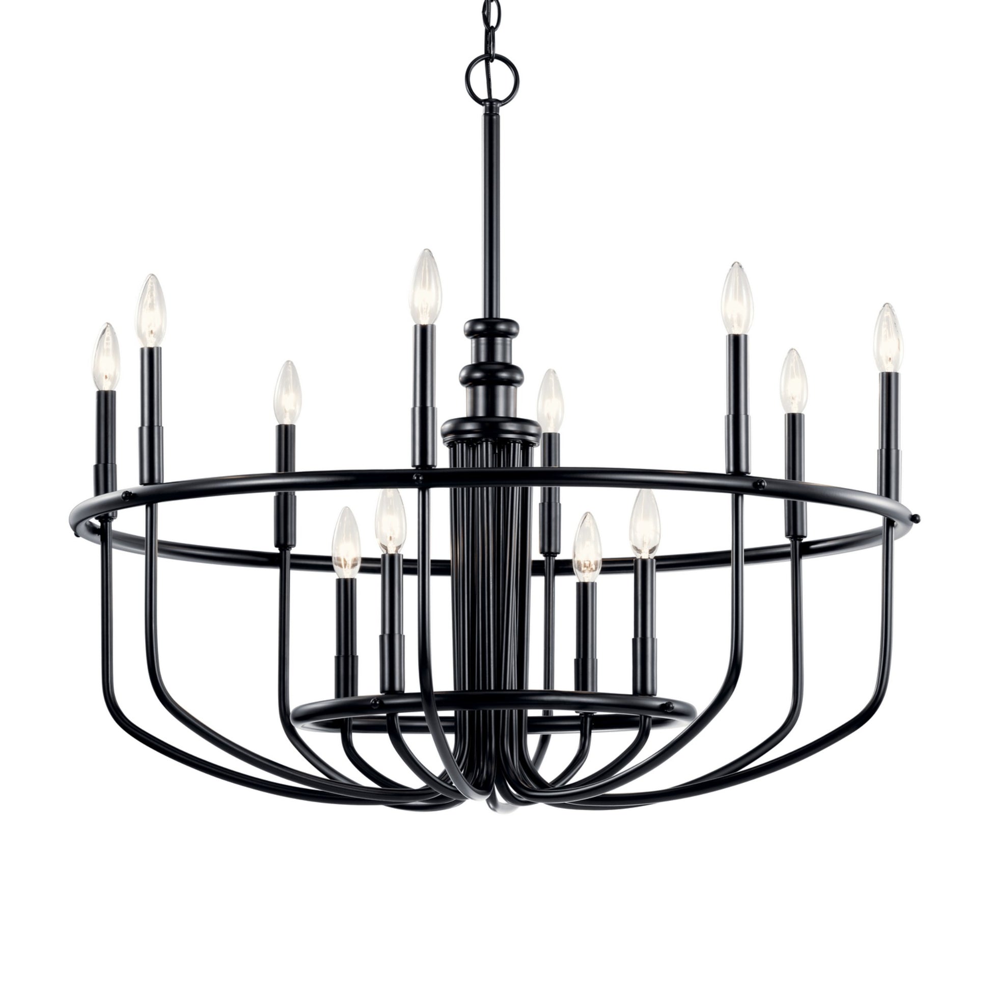 Capitol Hill 35" 12-Light Chandelier, Black Finish - Bees Lighting