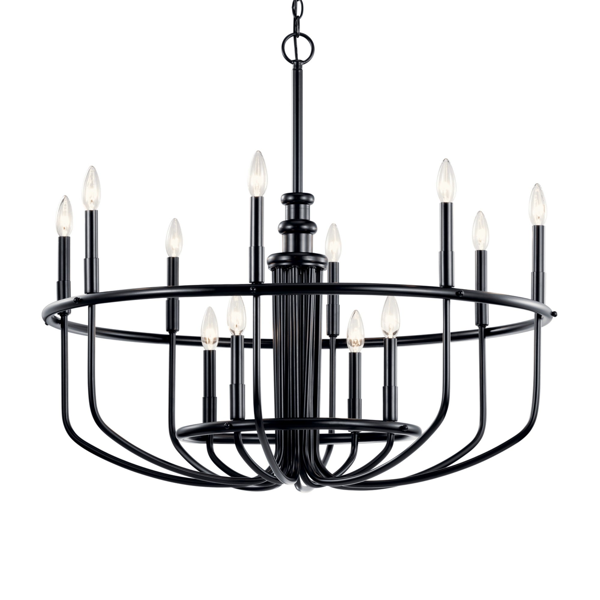 Capitol Hill 35" 12-Light Chandelier, Black Finish - Bees Lighting