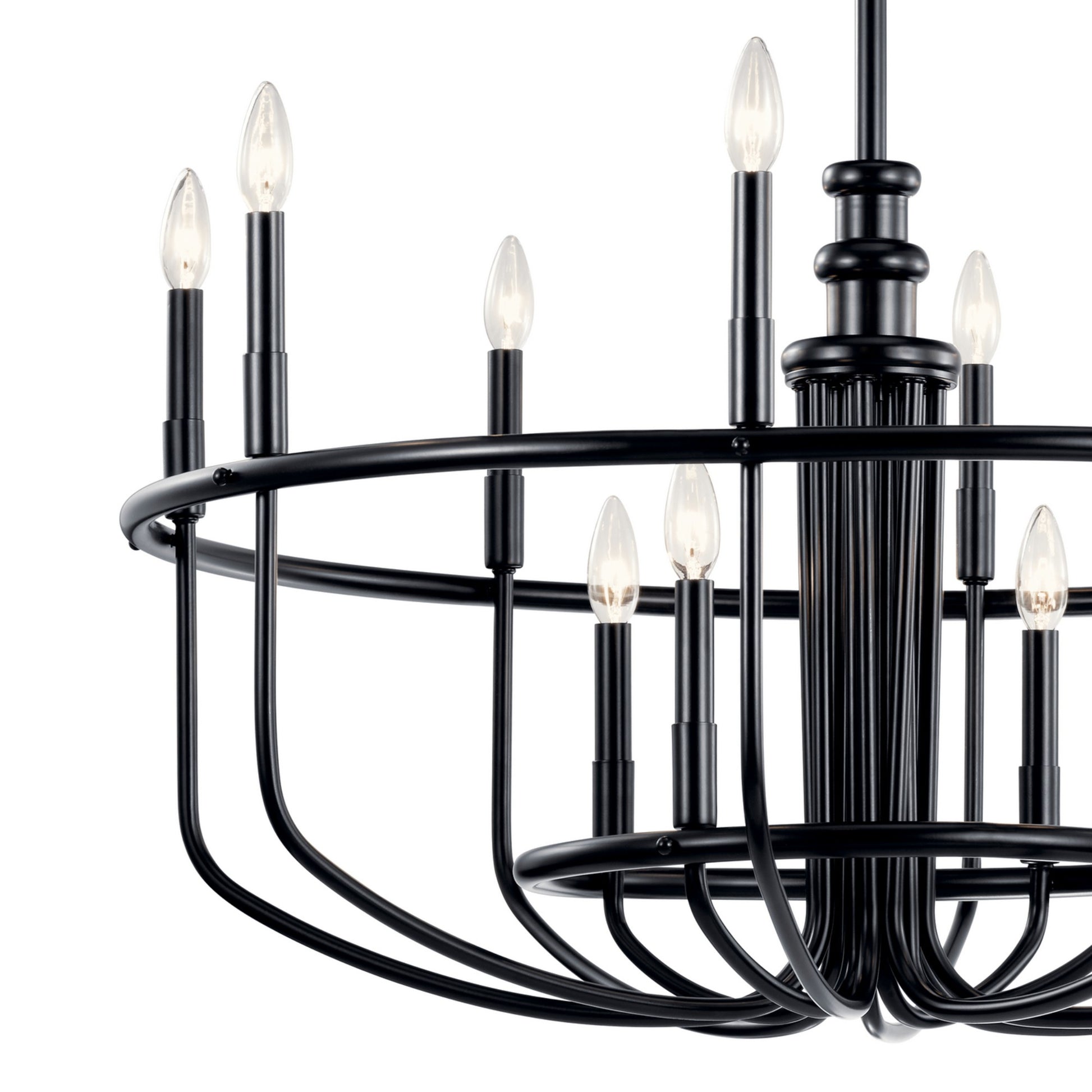 Capitol Hill 35" 12-Light Chandelier, Black Finish - Bees Lighting