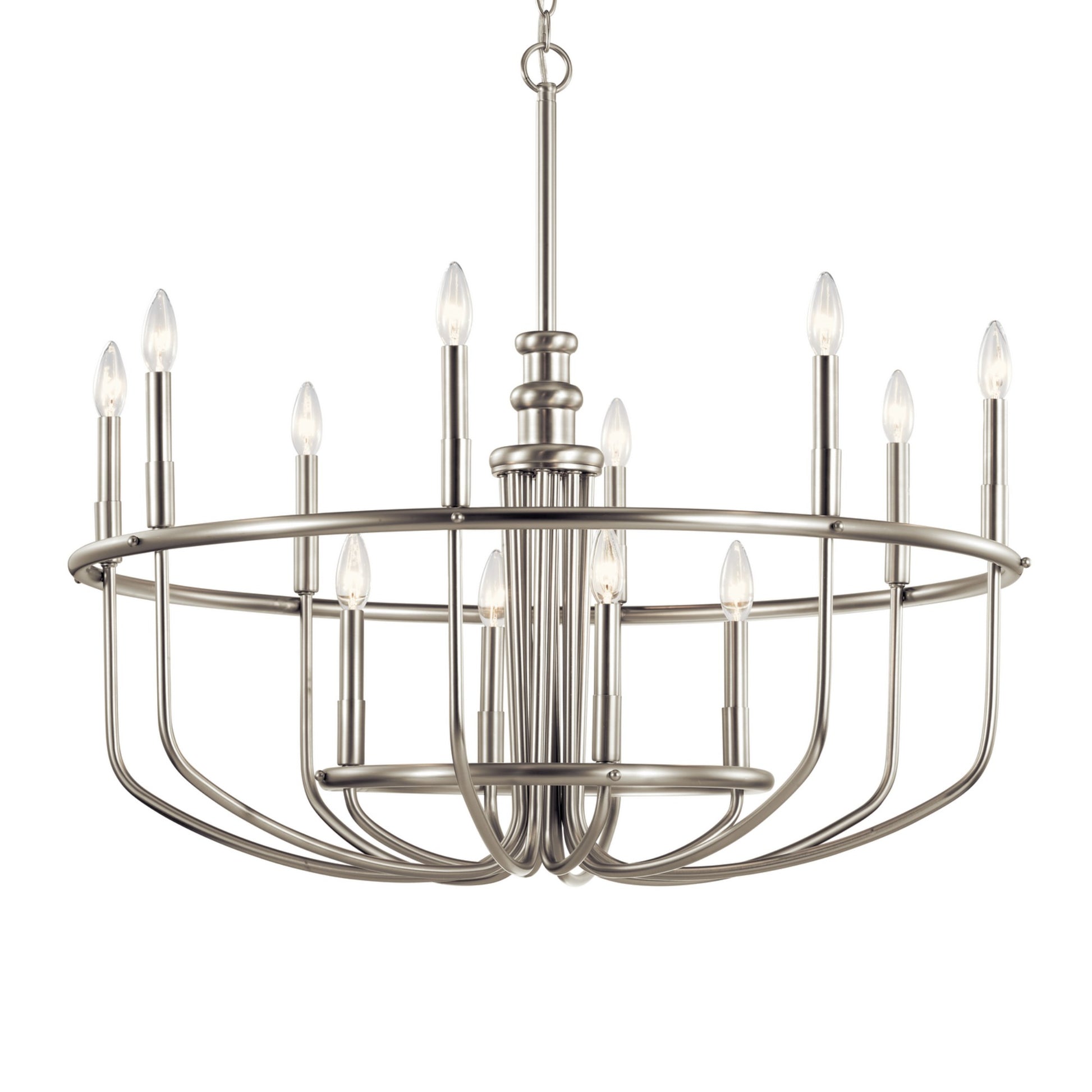 Capitol Hill 35" 12-Light Chandelier, Brushed Nickel Finish - Bees Lighting