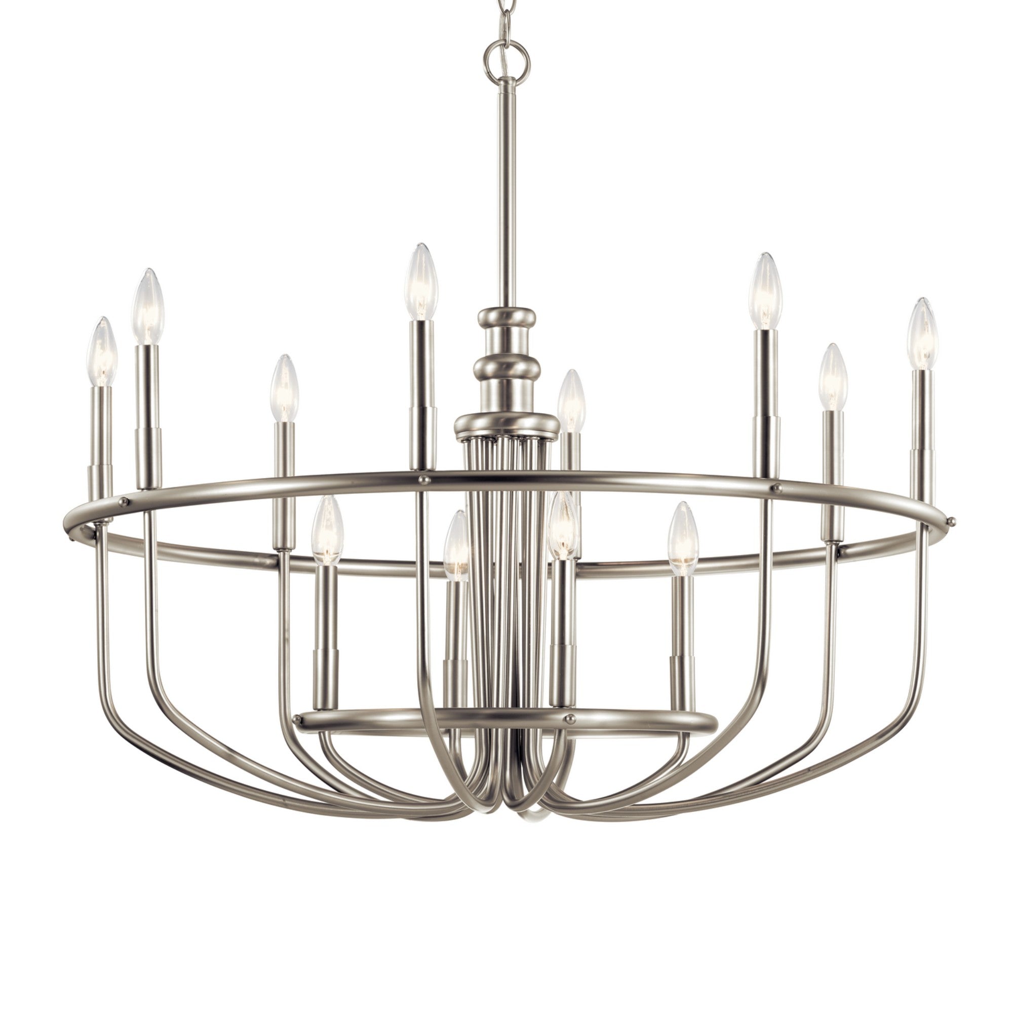 Capitol Hill 35" 12-Light Chandelier, Brushed Nickel Finish - Bees Lighting