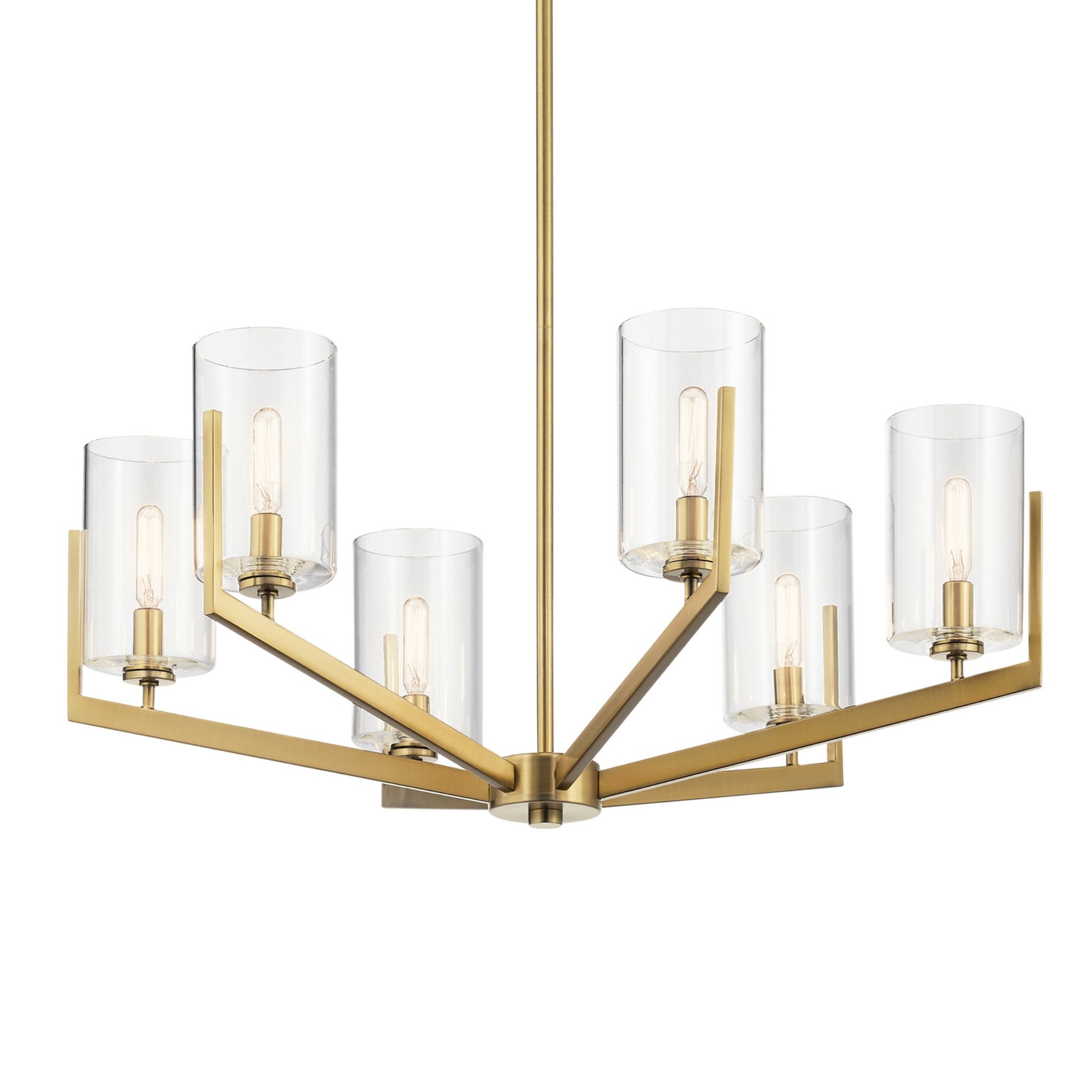 Nye 28" 6-Light Chandelier, Brushed Natural Brass Finish - Bees Lighting