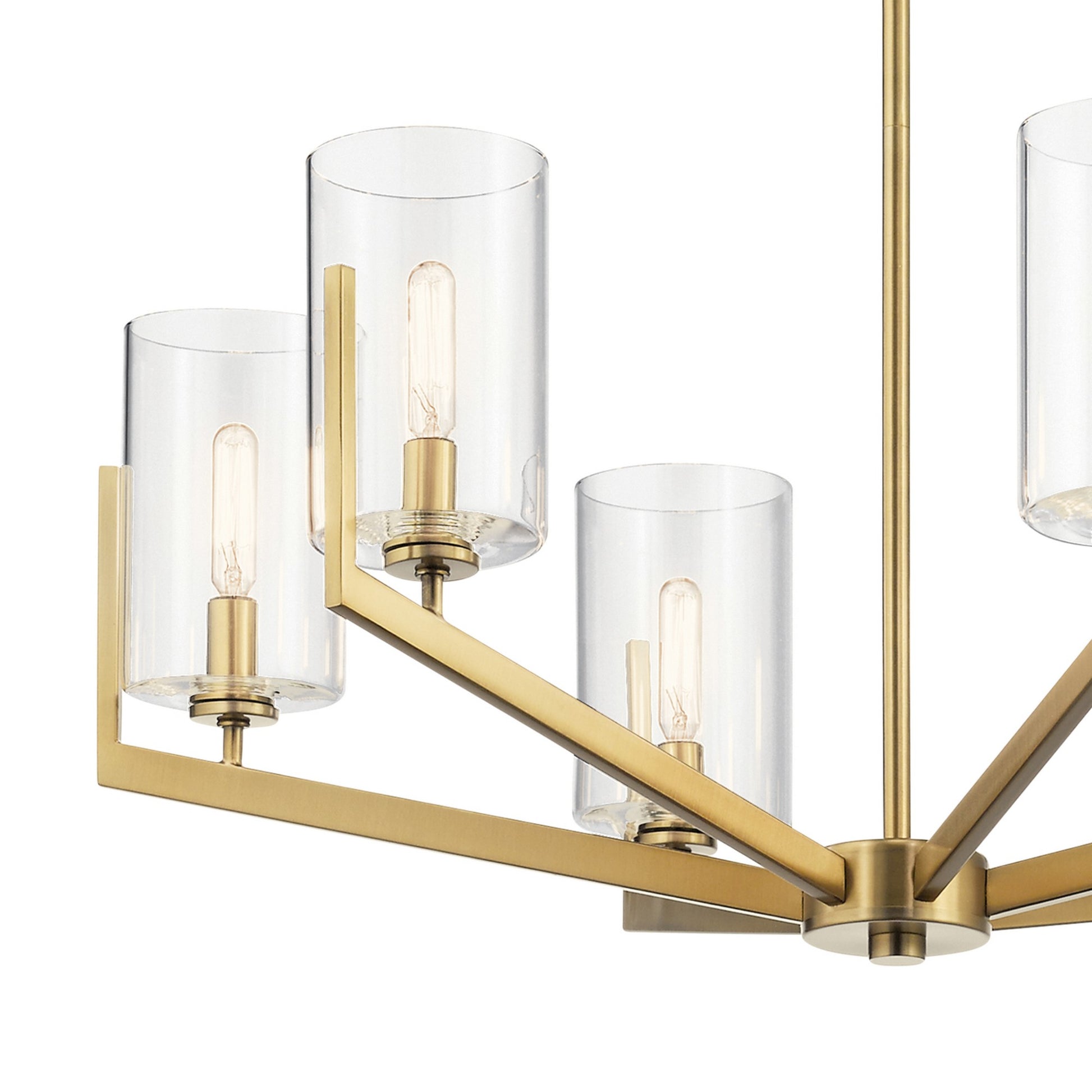 Nye 28" 6-Light Chandelier, Brushed Natural Brass Finish - Bees Lighting