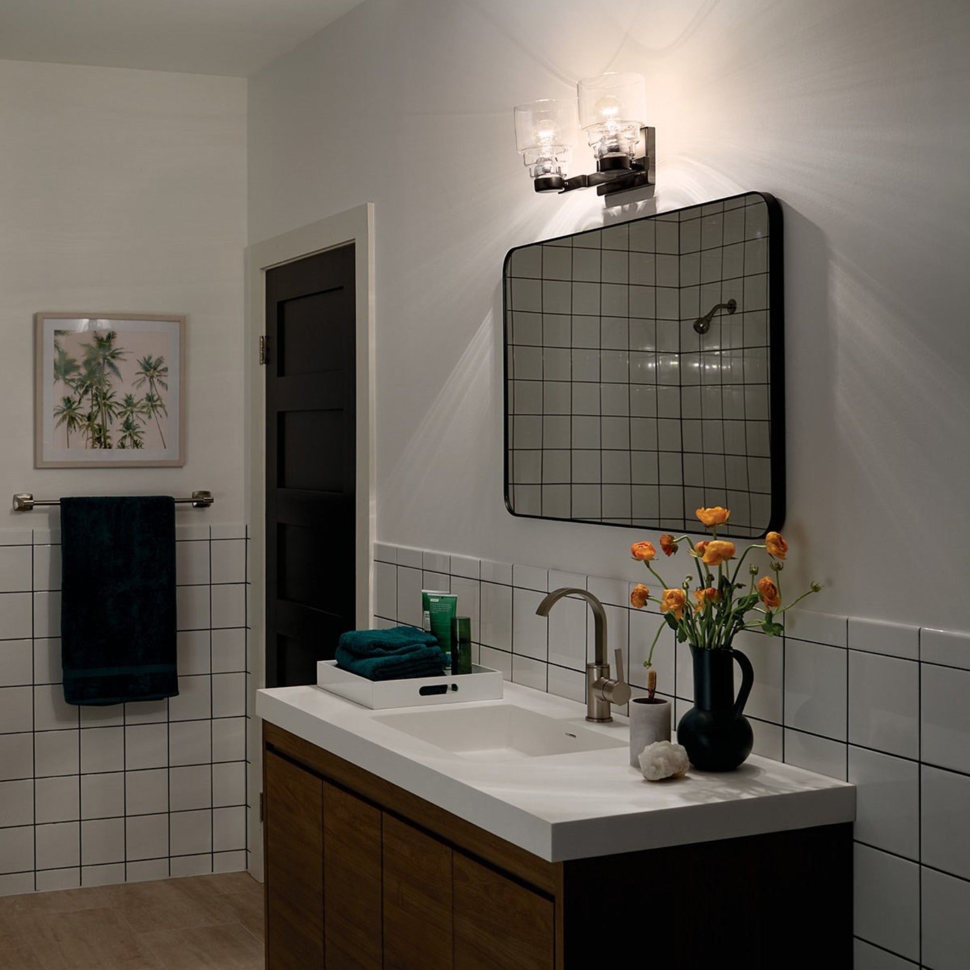 Vionnet 15" 2-Light Bath Vanity Light, Black Finish - Bees Lighting