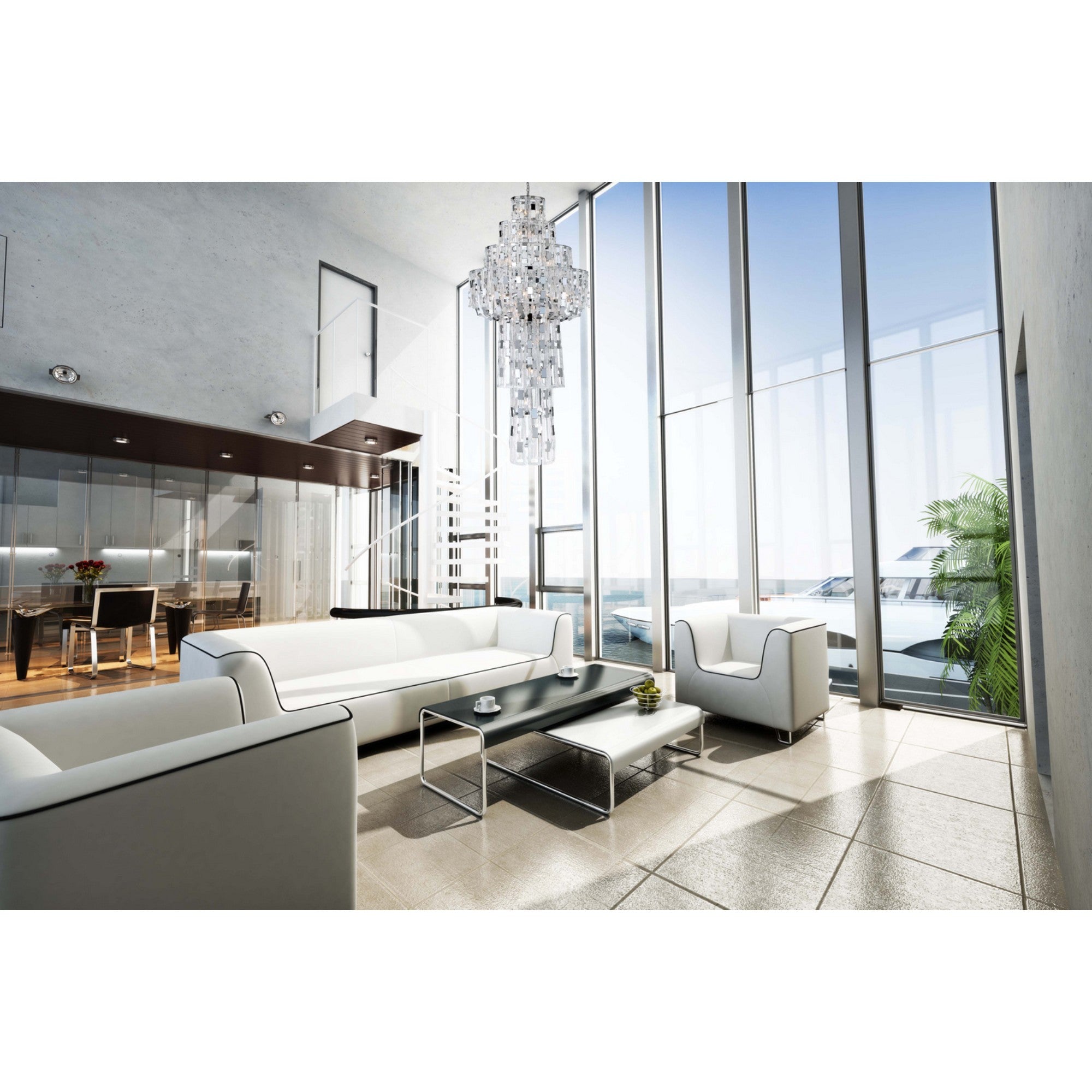 Viviana 6-Tiers 26-Light 97" Grand Chandelier, Chrome Finish - Bees Lighting