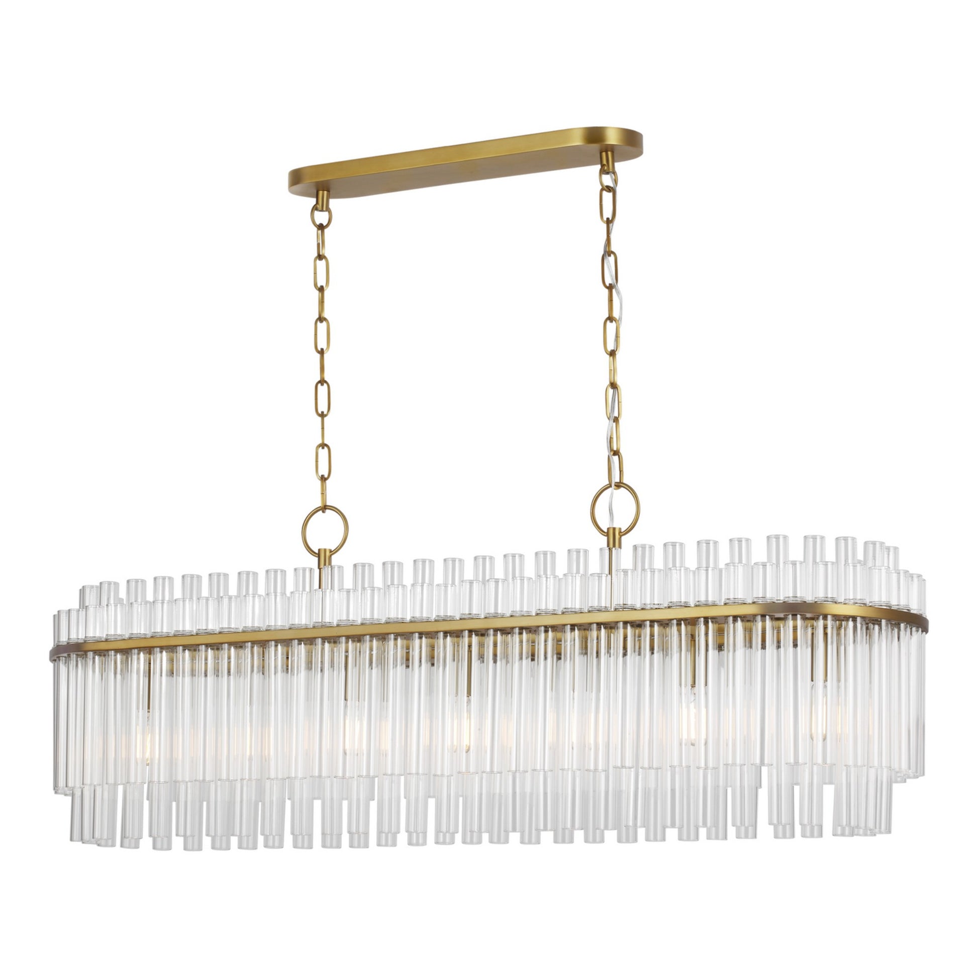 Beckett 48" 7-Light Linear Chandelier, Burnished Brass Finish - Bees Lighting