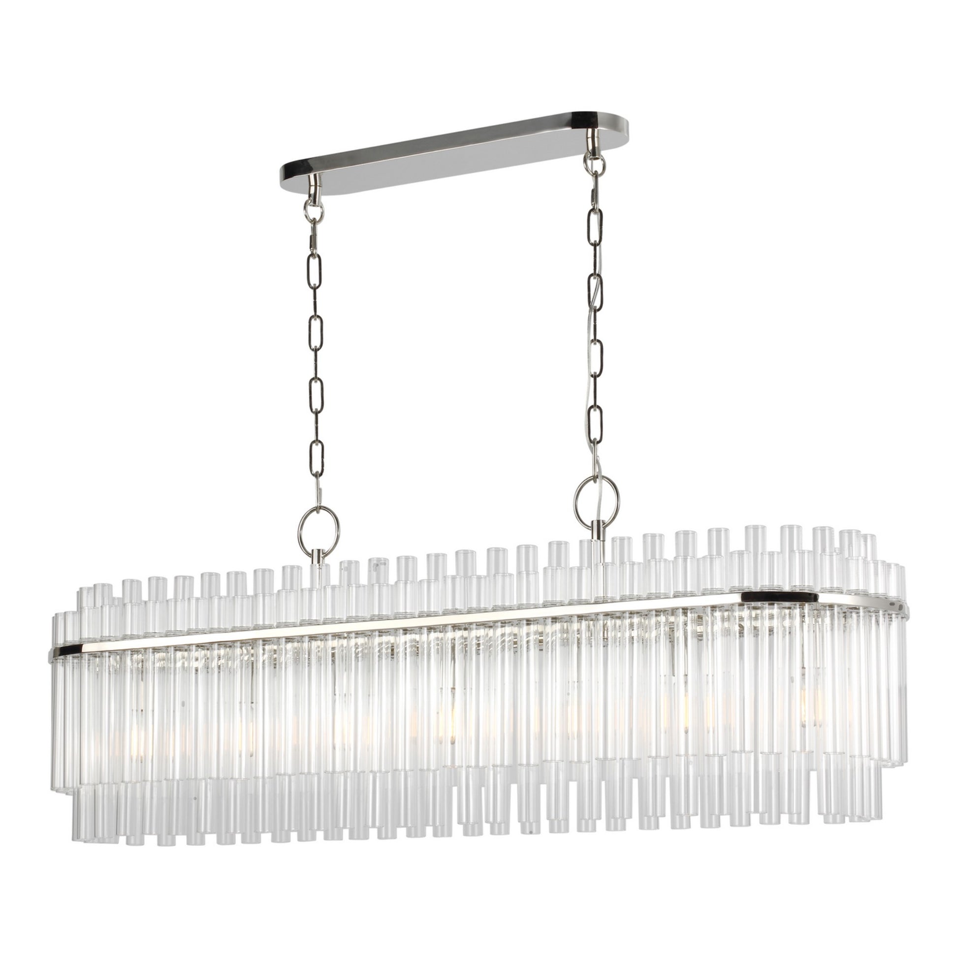 Beckett 48" 7-Light Linear Chandelier, Polished Nickel Finish - Bees Lighting