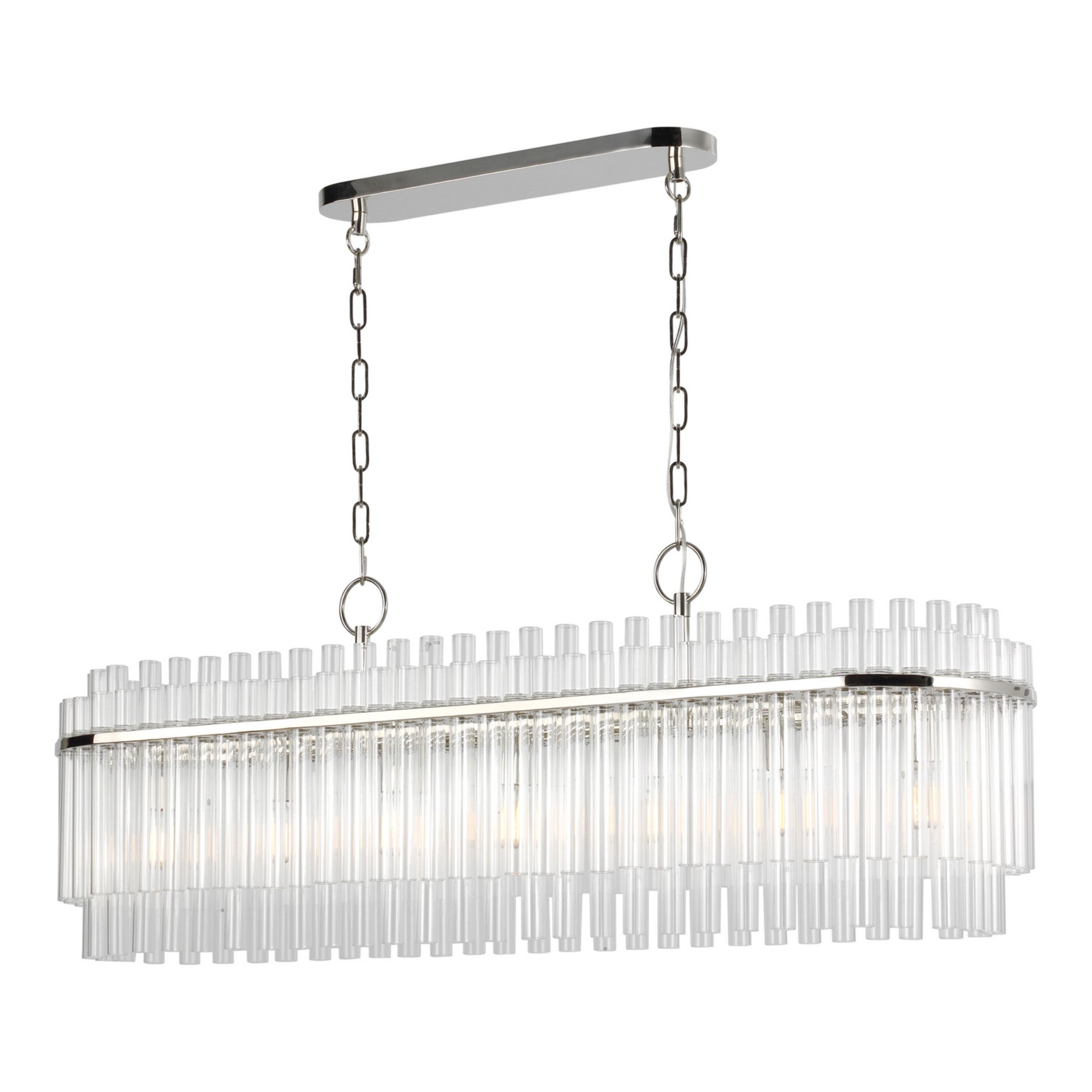 Beckett 48" 7-Light Linear Chandelier, Polished Nickel Finish - Bees Lighting