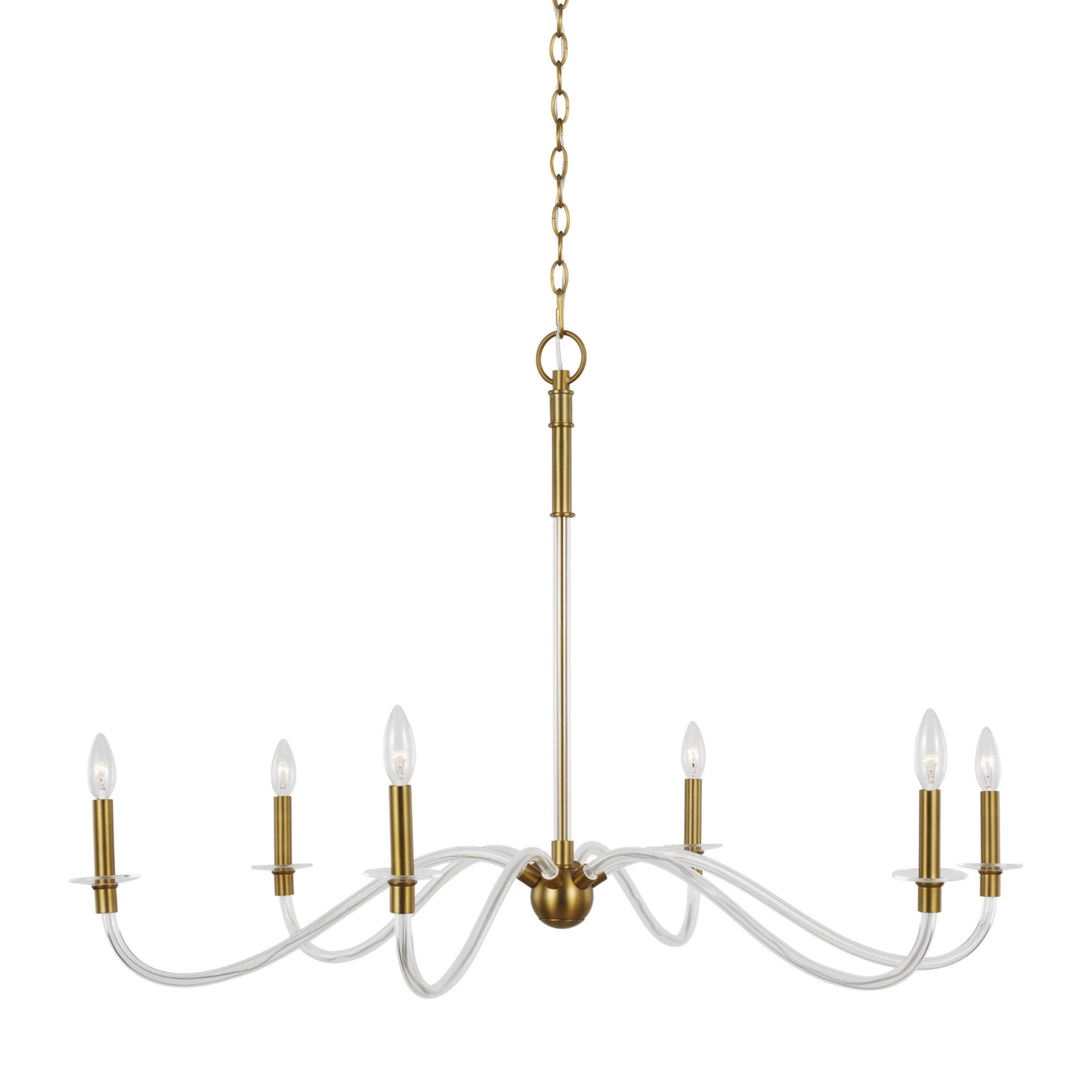 Hanover 42" 6-Light Large Chandelier, Burnished Brass Finish - Bees Lighting