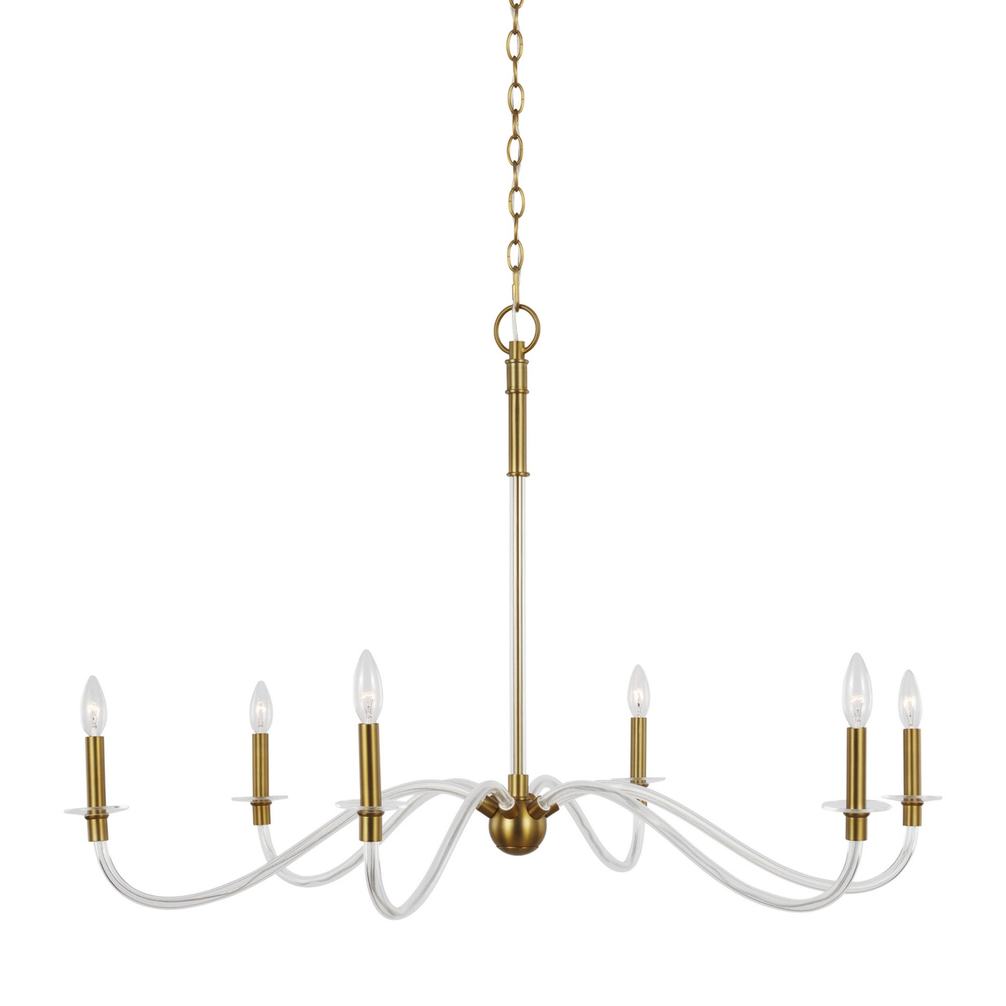Hanover 42" 6-Light Large Chandelier, Burnished Brass Finish - Bees Lighting