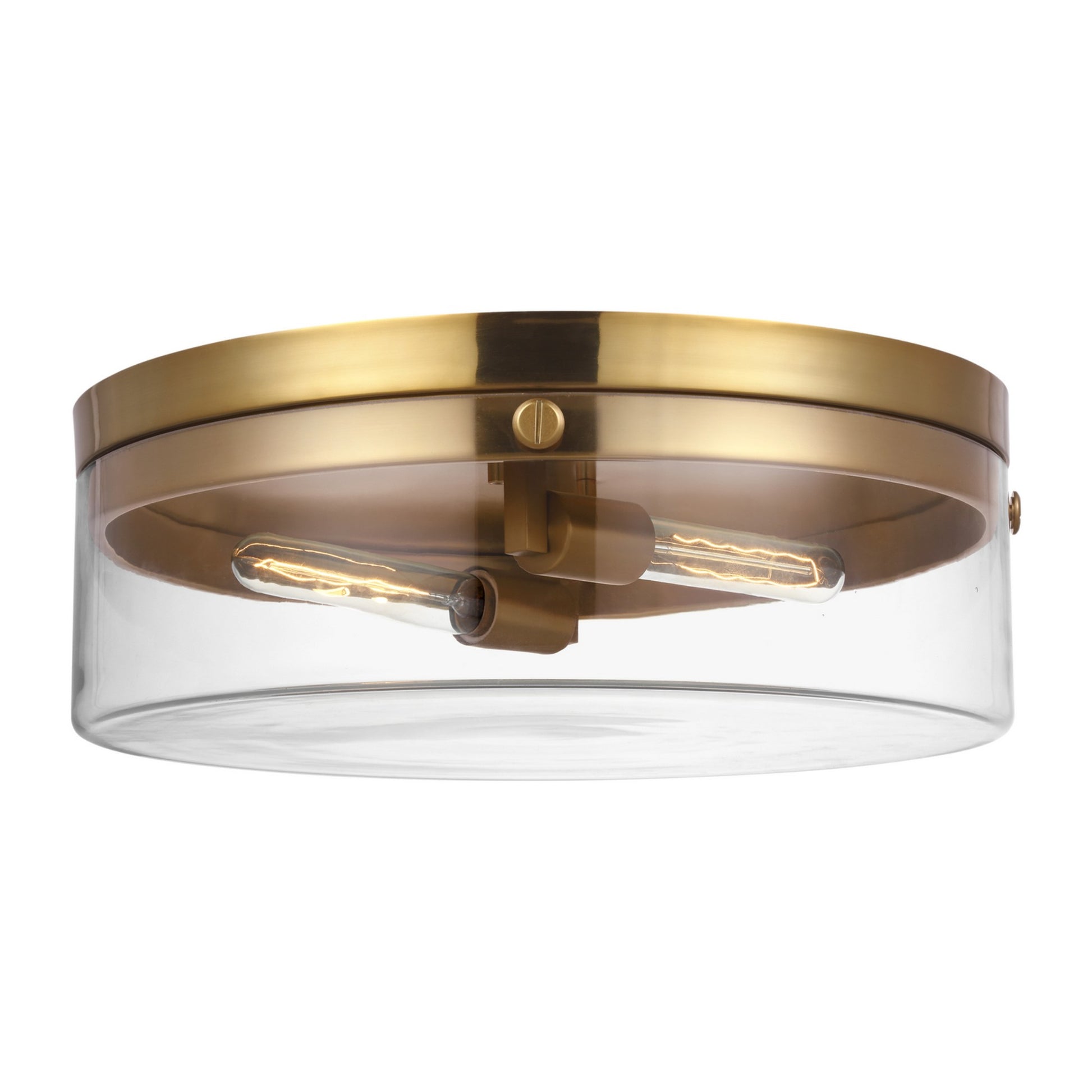 Garrett 18" 2-Light Large Flush Mount, Burnished Brass Finish - Bees Lighting