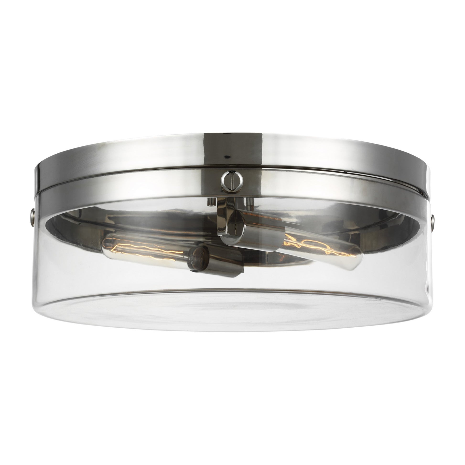 Garrett 18" 2-Light Large Flush Mount, Polished Nickel Finish - Bees Lighting
