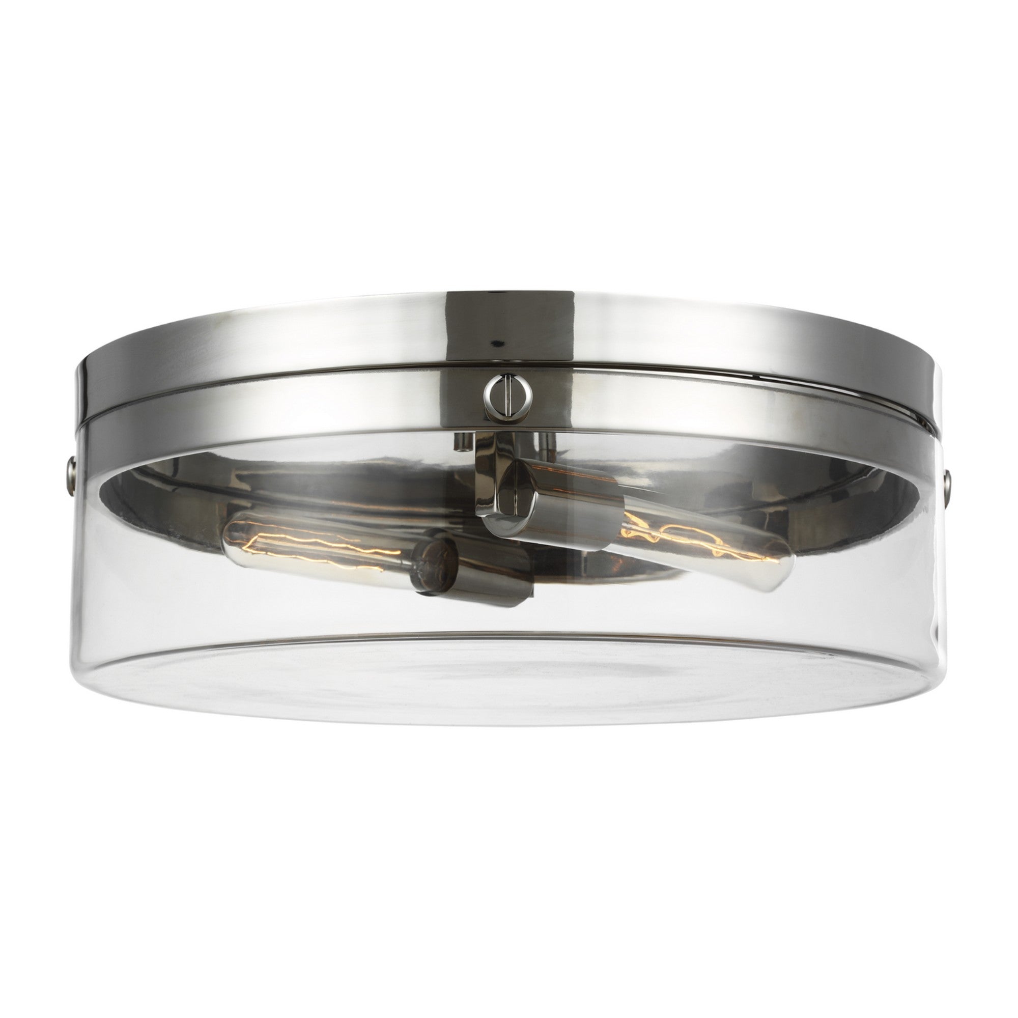 Garrett 18" 2-Light Large Flush Mount, Polished Nickel Finish - Bees Lighting