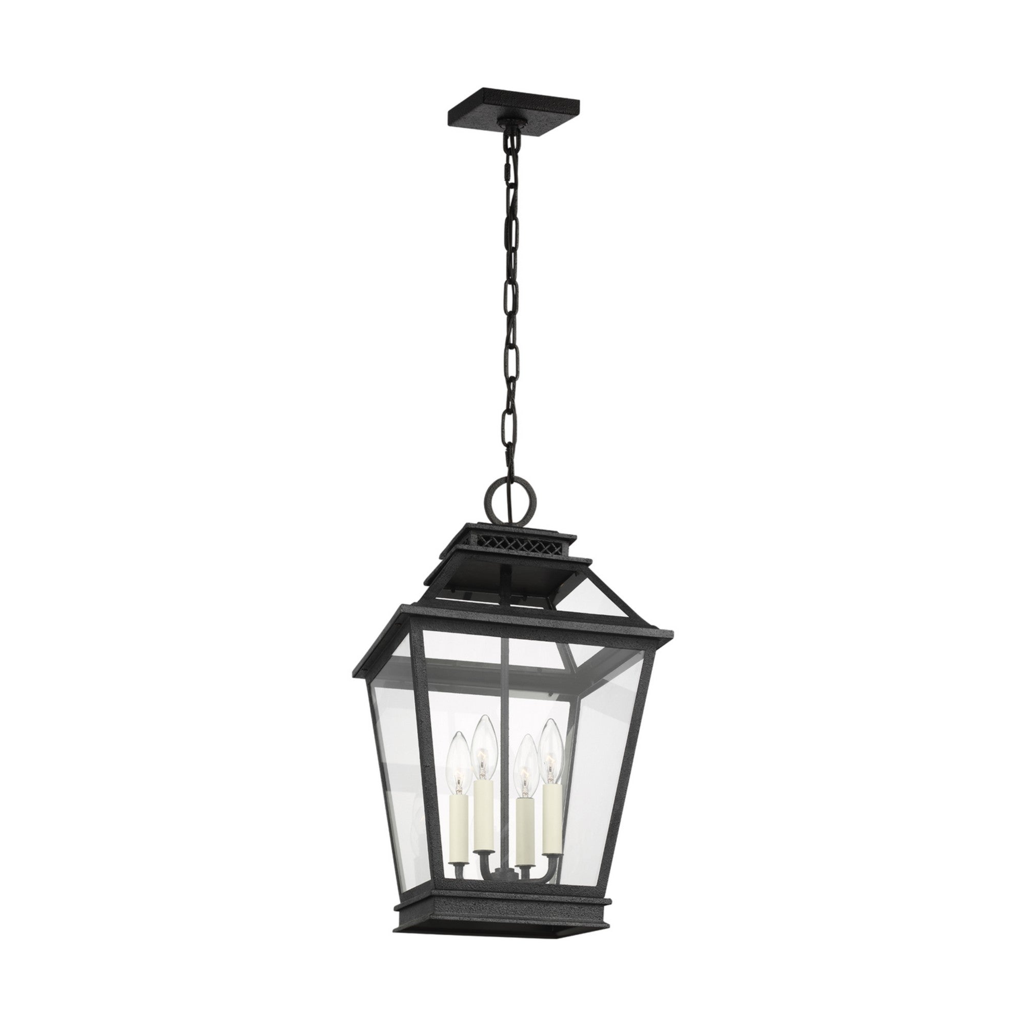 Falmouth 12 In. 4 Lights Outdoor Hanging Lantern Black finish - Bees Lighting