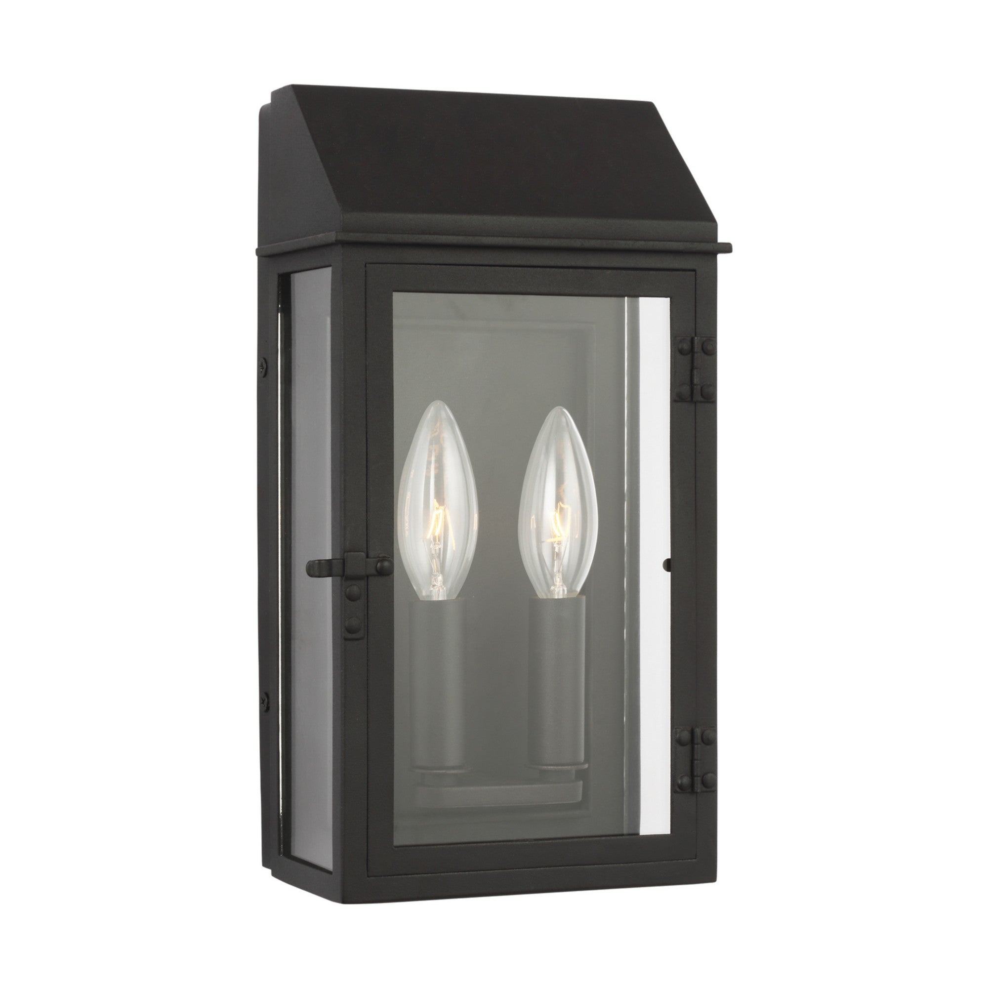 Hingham 12" 2-Light Outdoor Wall Light, Black Finish - Bees Lighting
