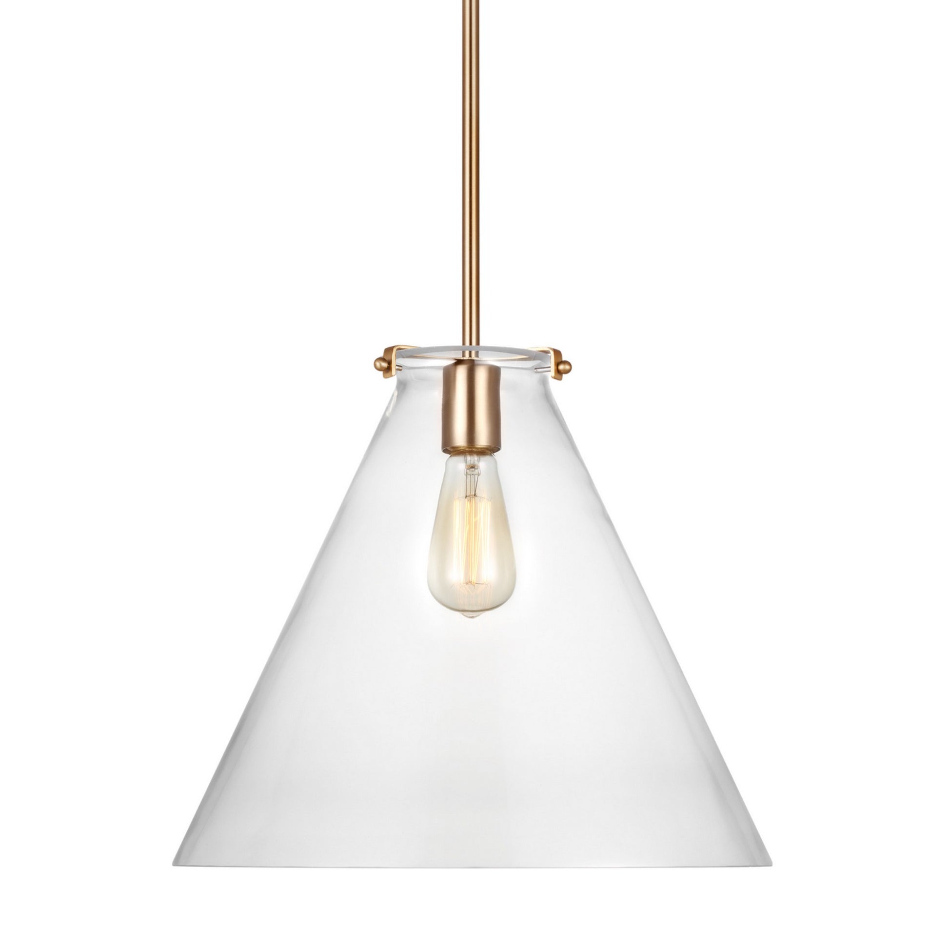 Kate 16" Cone Pendant, Satin Brass Finish - Bees Lighting