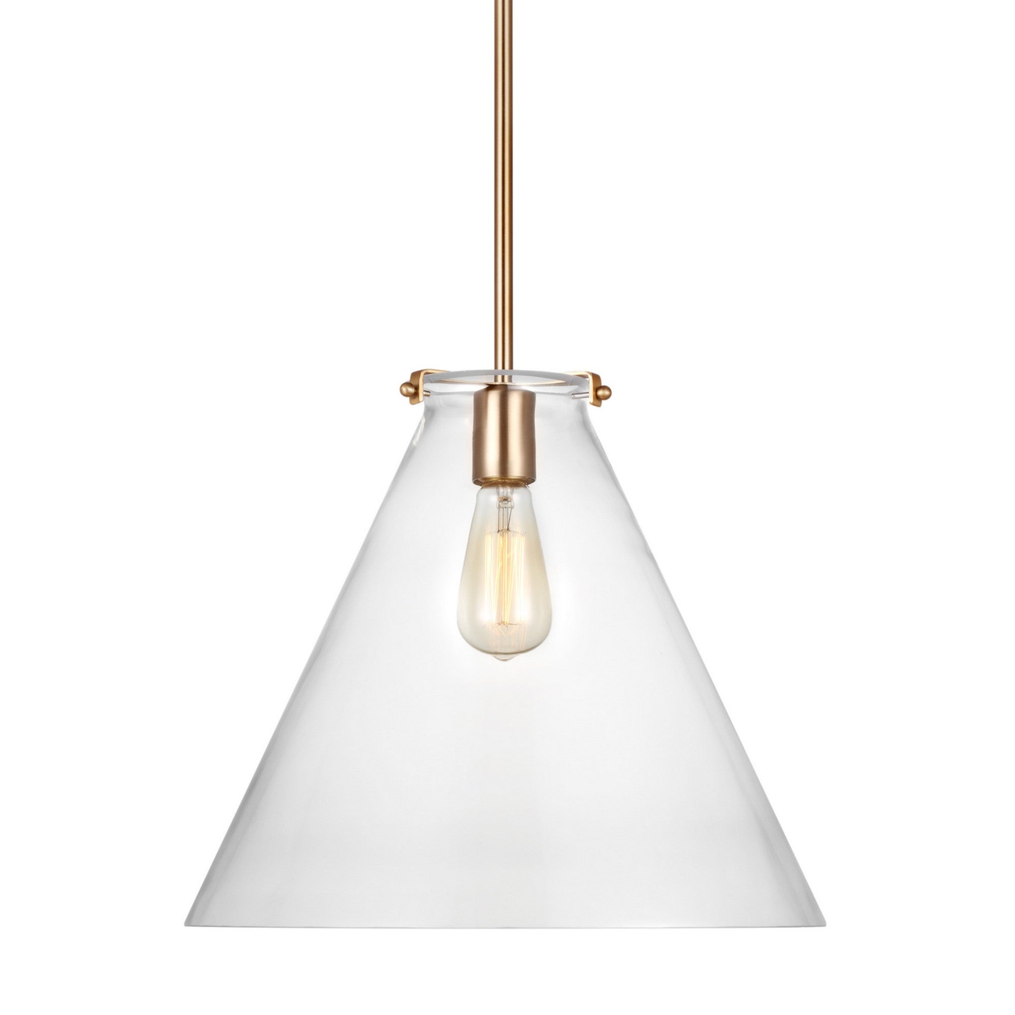 Kate 16" Cone Pendant, Satin Brass Finish - Bees Lighting