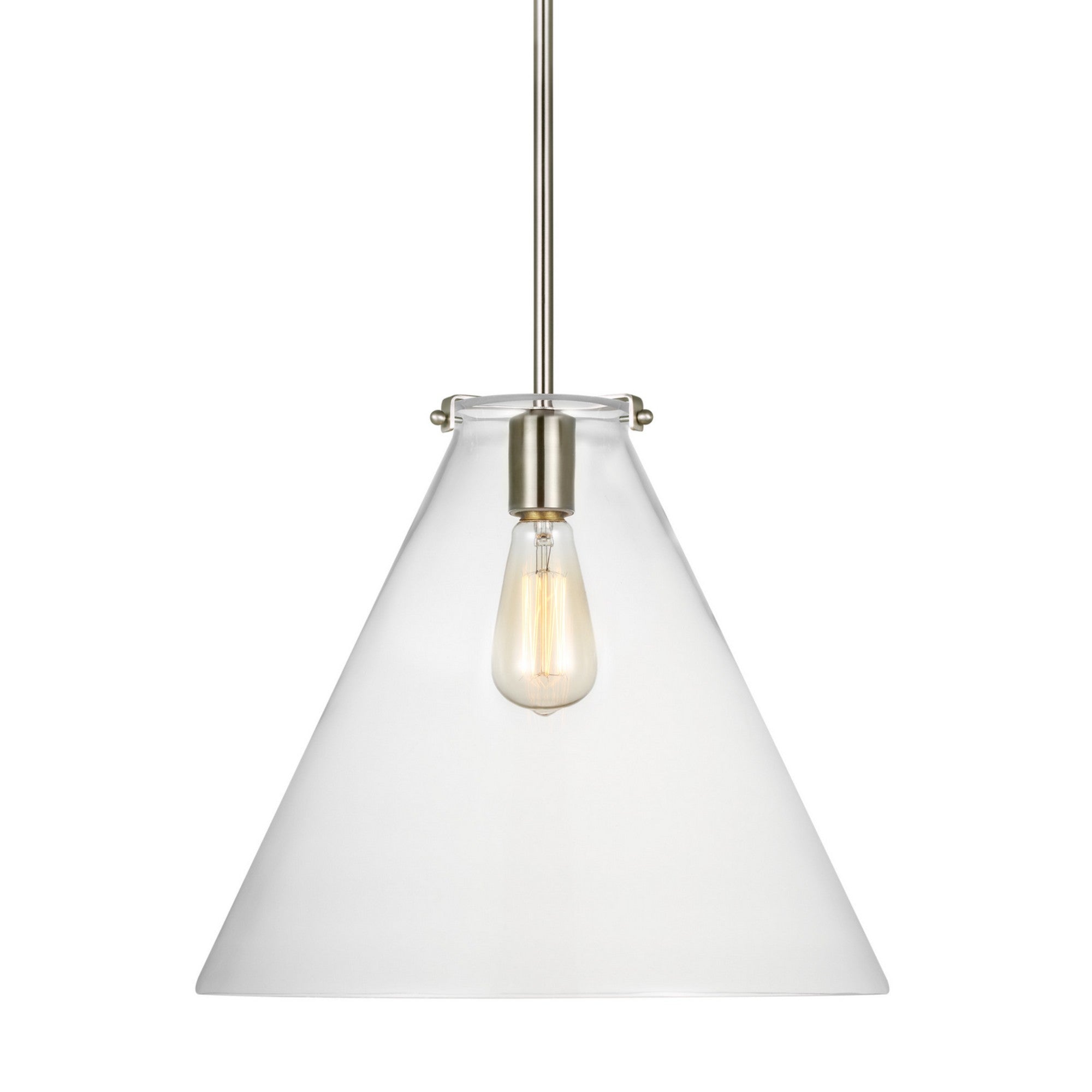 Kate 16" Cone Pendant, Brushed Nickel Finish - Bees Lighting