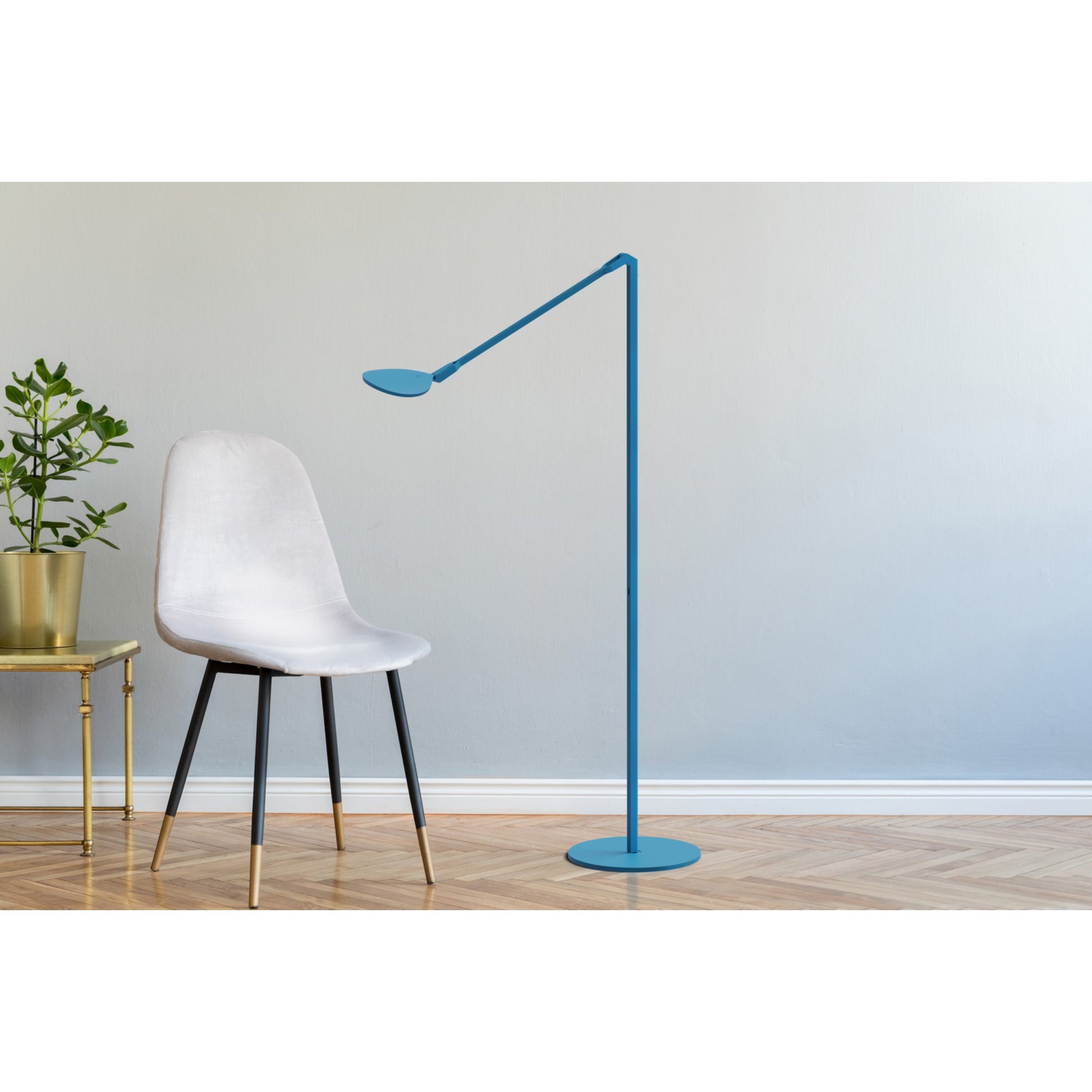 Splitty Matte Pacific Blue Contemporary LED Floor Lamp with USB Port - Bees Lighting