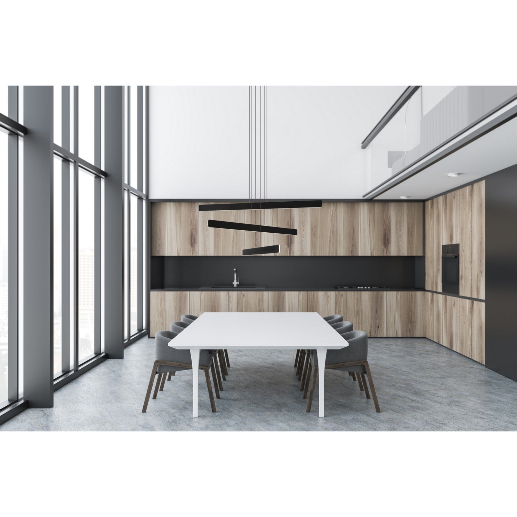 Sub 48 in. LED Pendant Light Circular 3 Black Finish - Bees Lighting