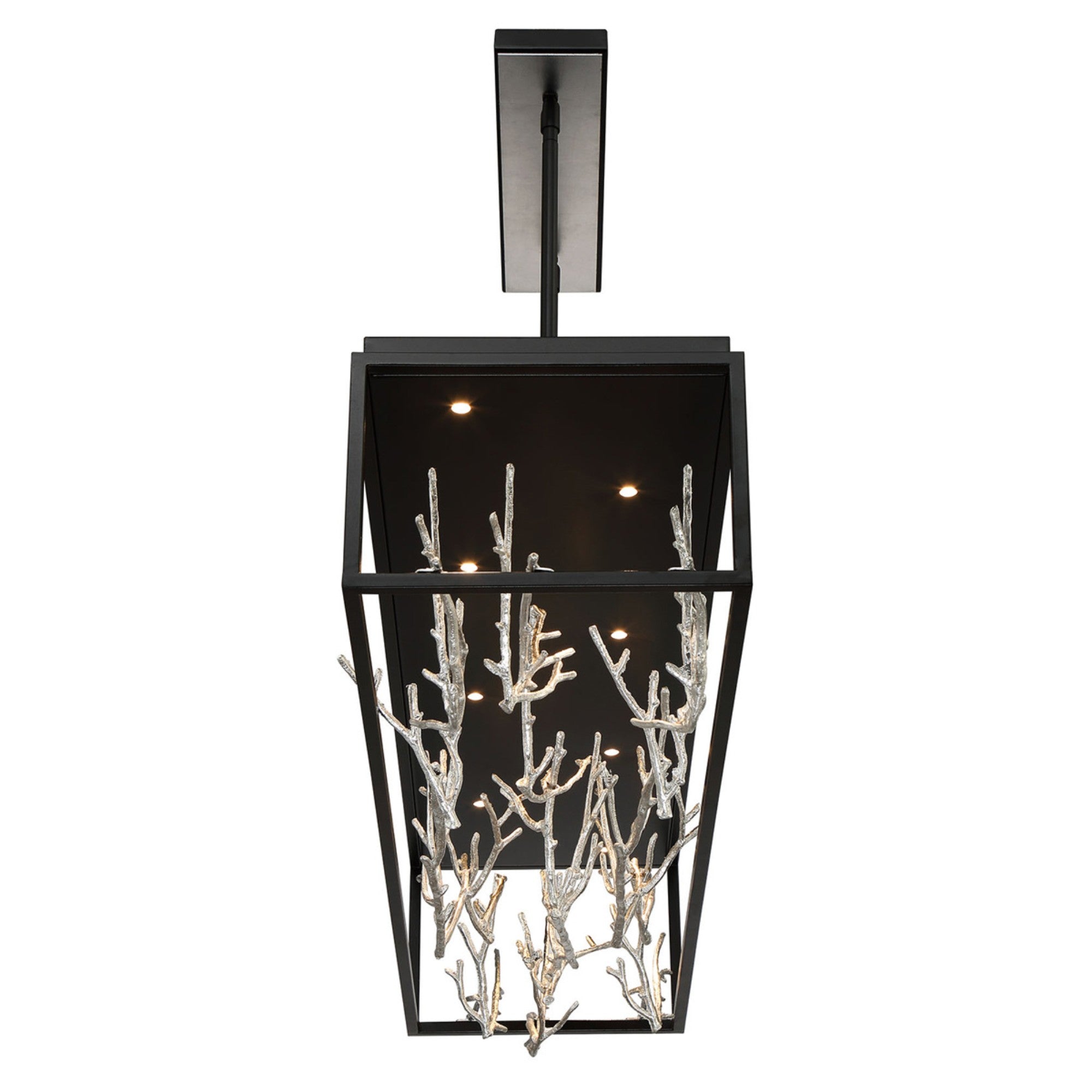 Aerie 8-Light 42" LED Linear Chandelier, Silver & Black Finish - Bees Lighting