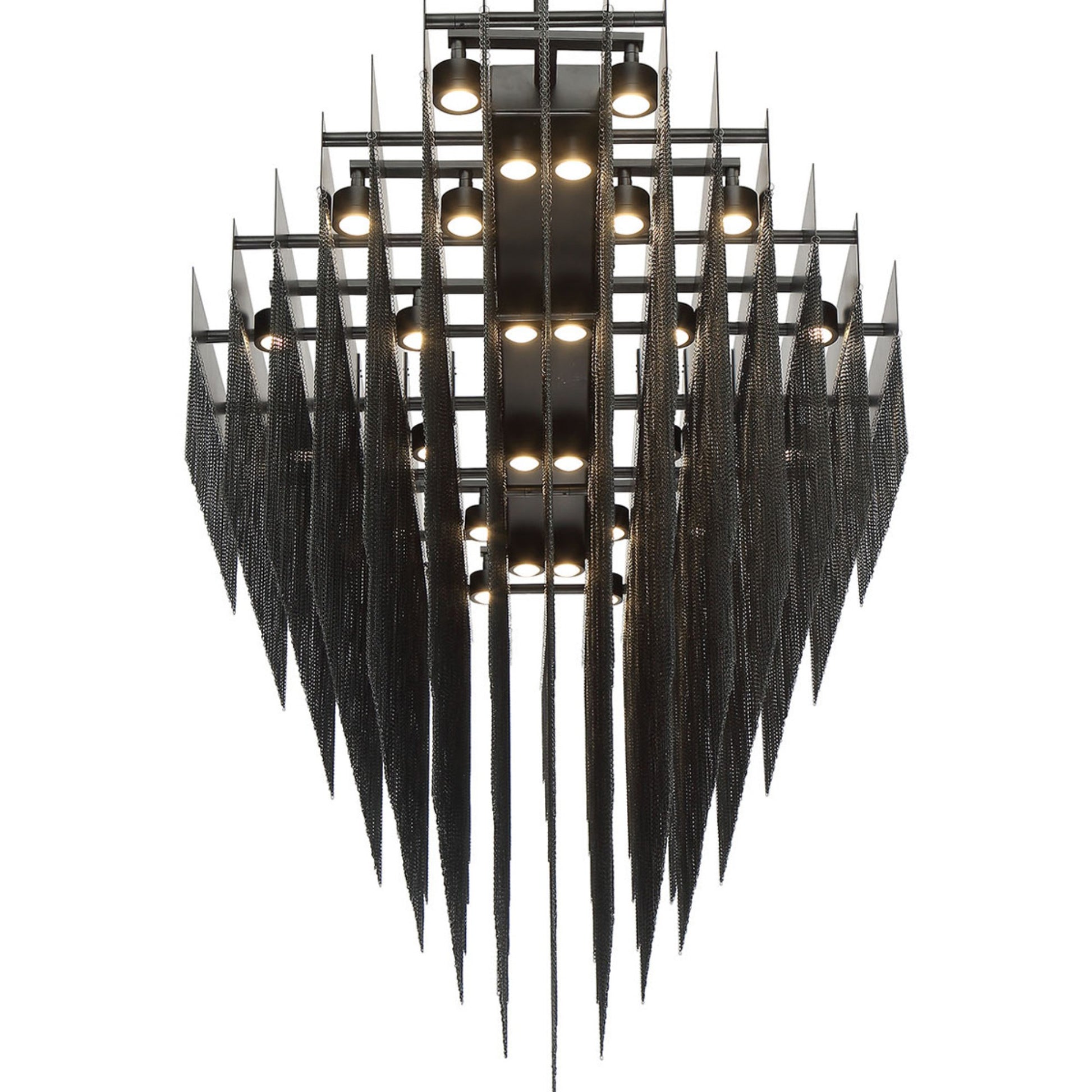 Bloomfield 28-Light 73" LED Grand Chandelier, Black Finish - Bees Lighting