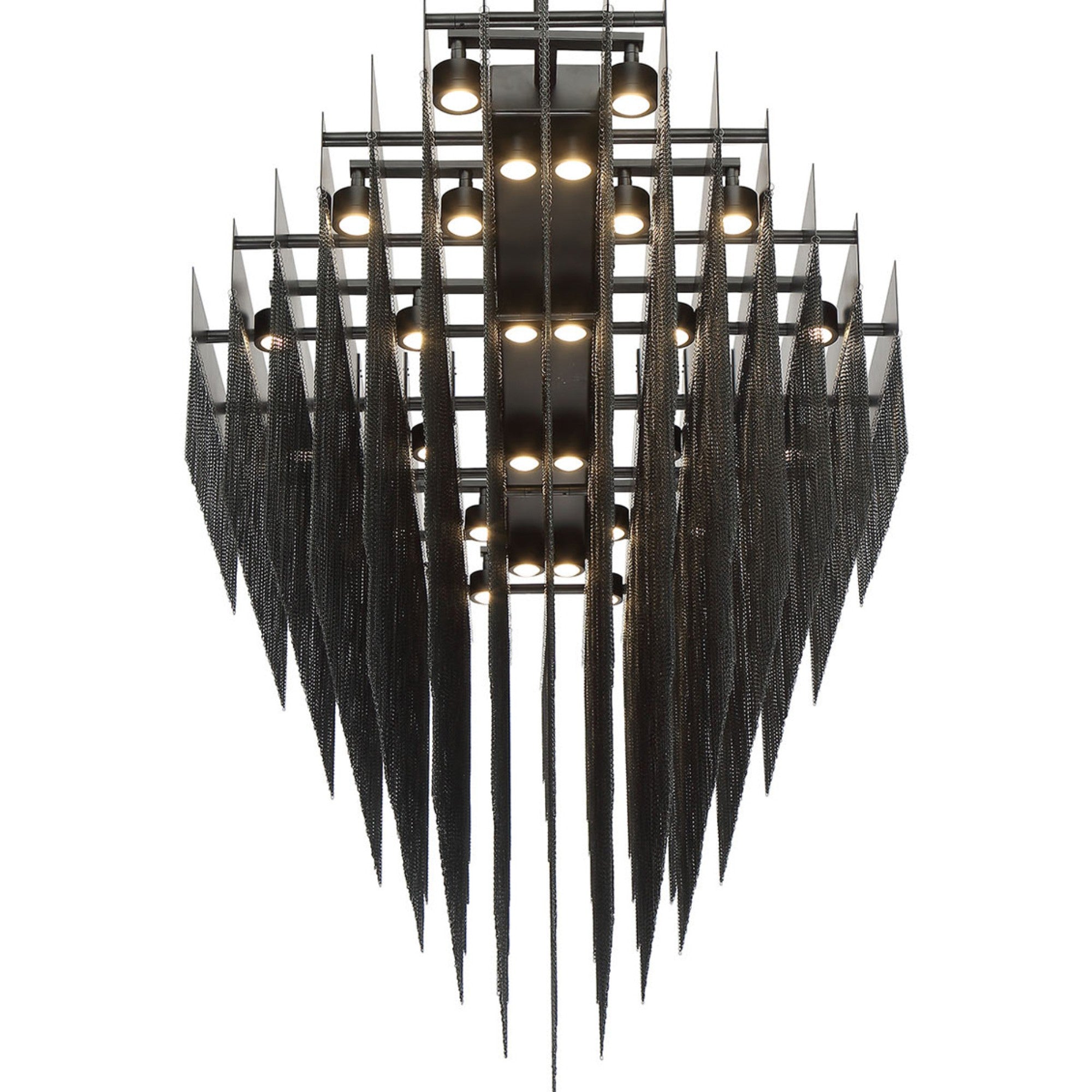Bloomfield 28-Light 73" LED Grand Chandelier, Black Finish - Bees Lighting