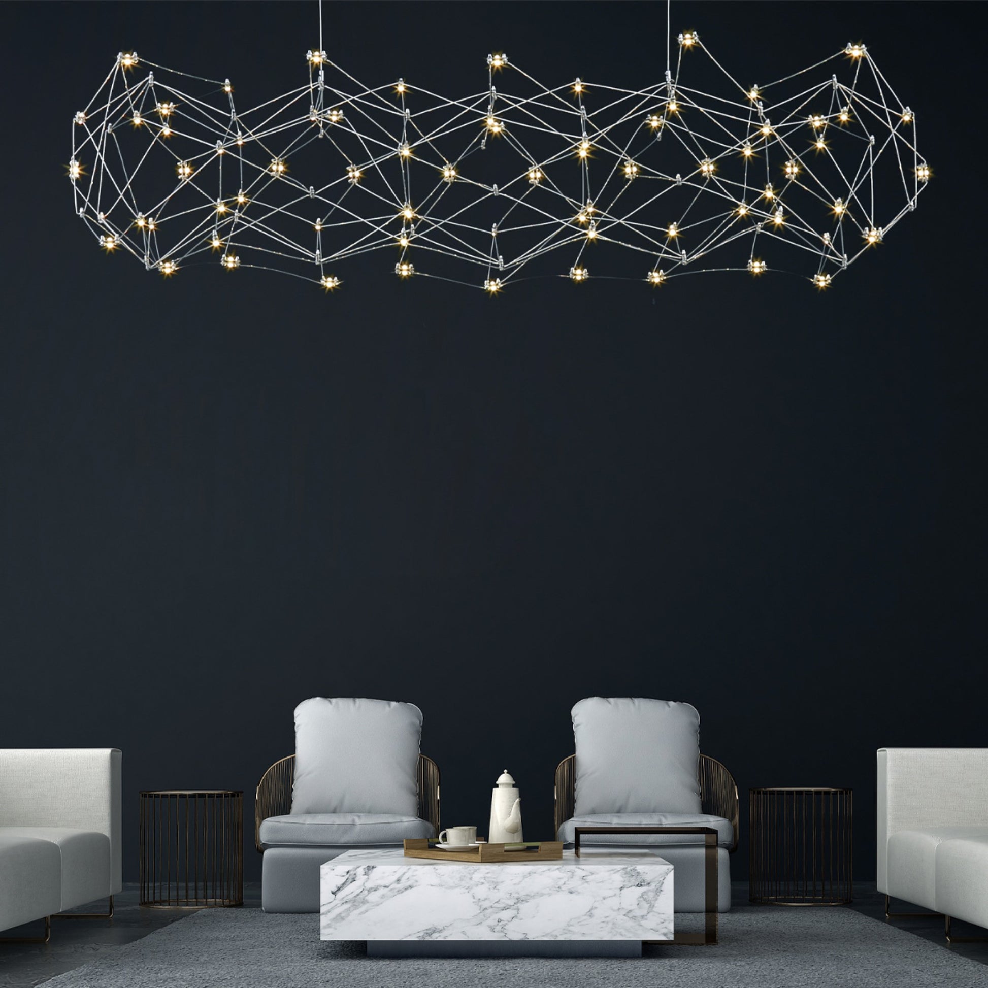 Leonardelli 65" LED Grand Chandelier, Chrome Finish - Bees Lighting