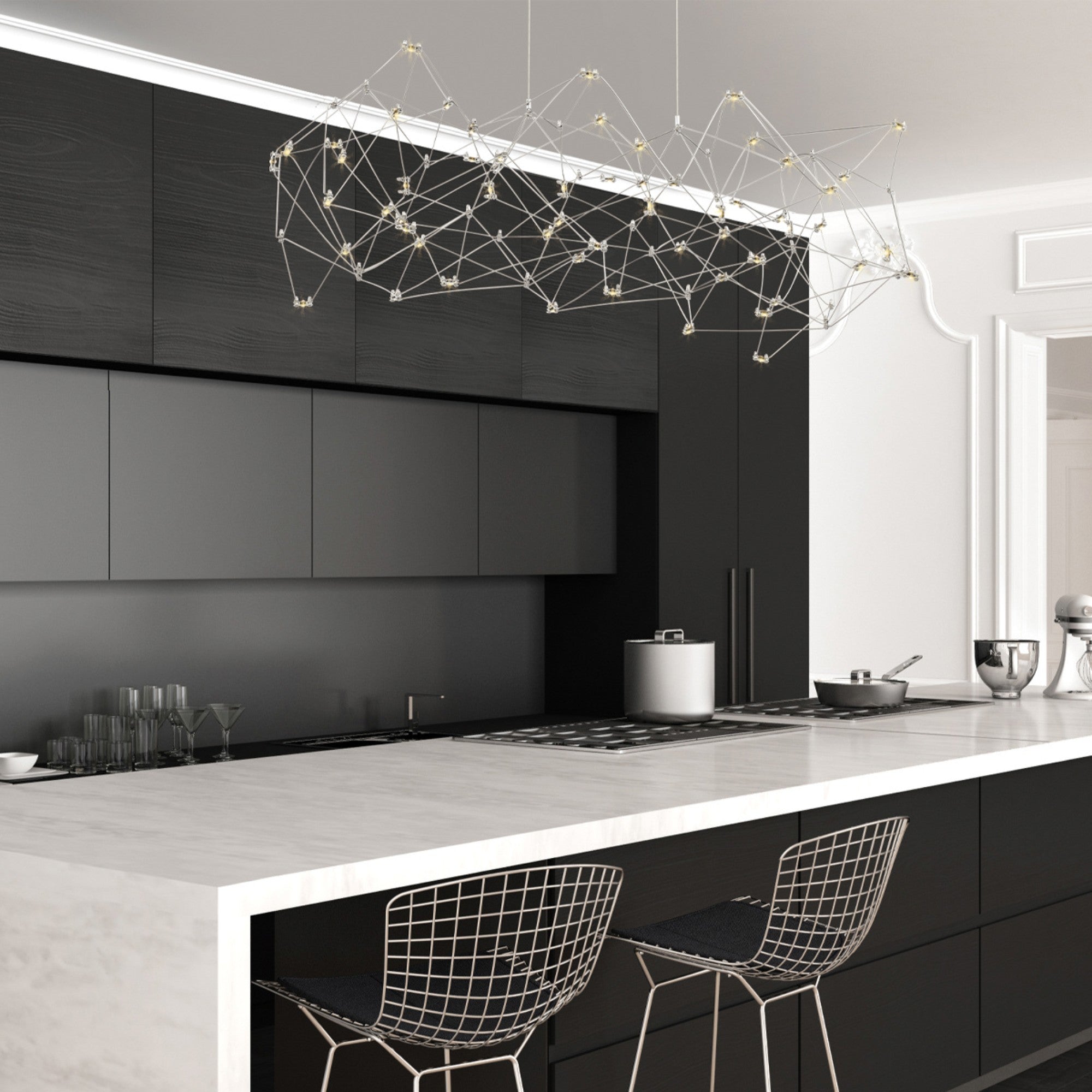 Leonardelli 65" LED Grand Chandelier, Chrome Finish - Bees Lighting