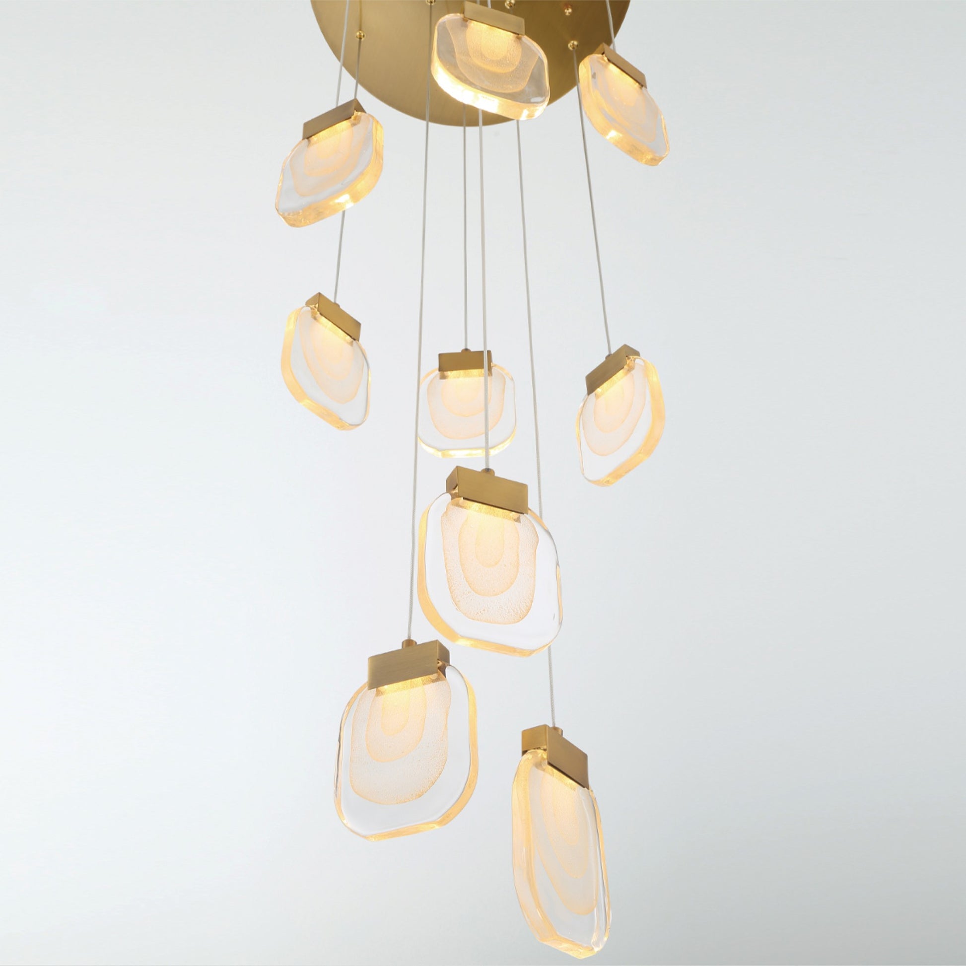 Paget 9-Light 20" LED Multi Drop Chandelier, Gold Finish - Bees Lighting