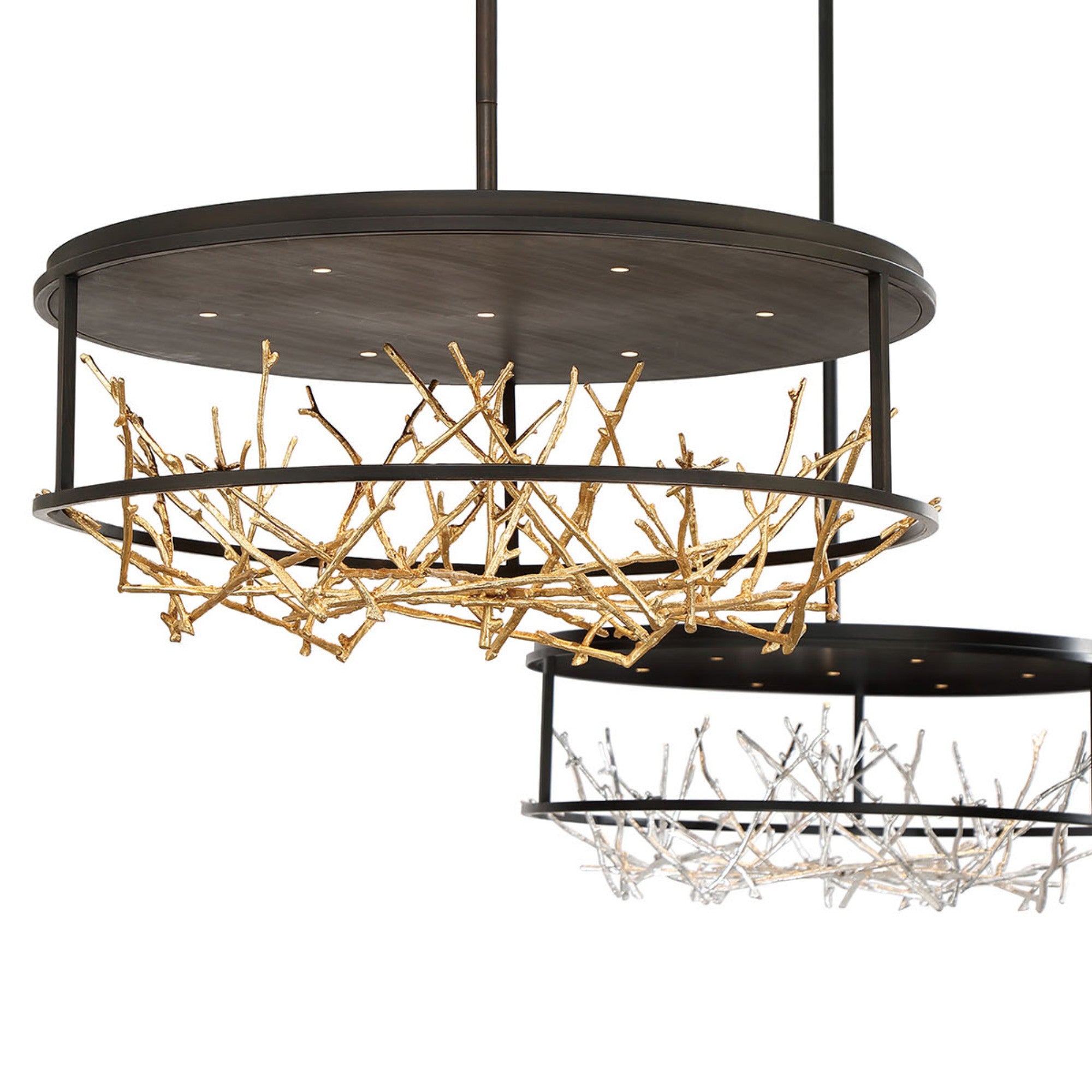Aerie 31" LED Chandelier, Gold & Black Finish - Bees Lighting