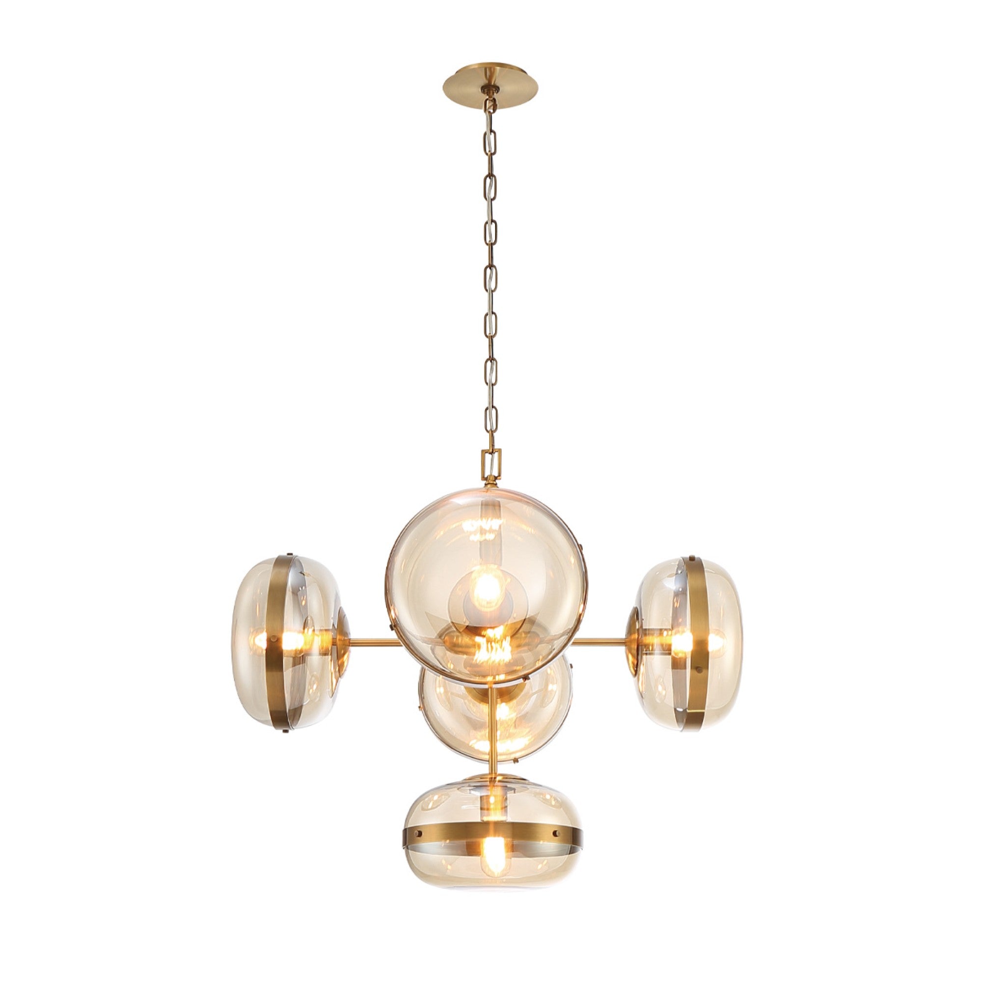 Nottingham 5-Light 28" Chandelier, Antique Brass Finish - Bees Lighting