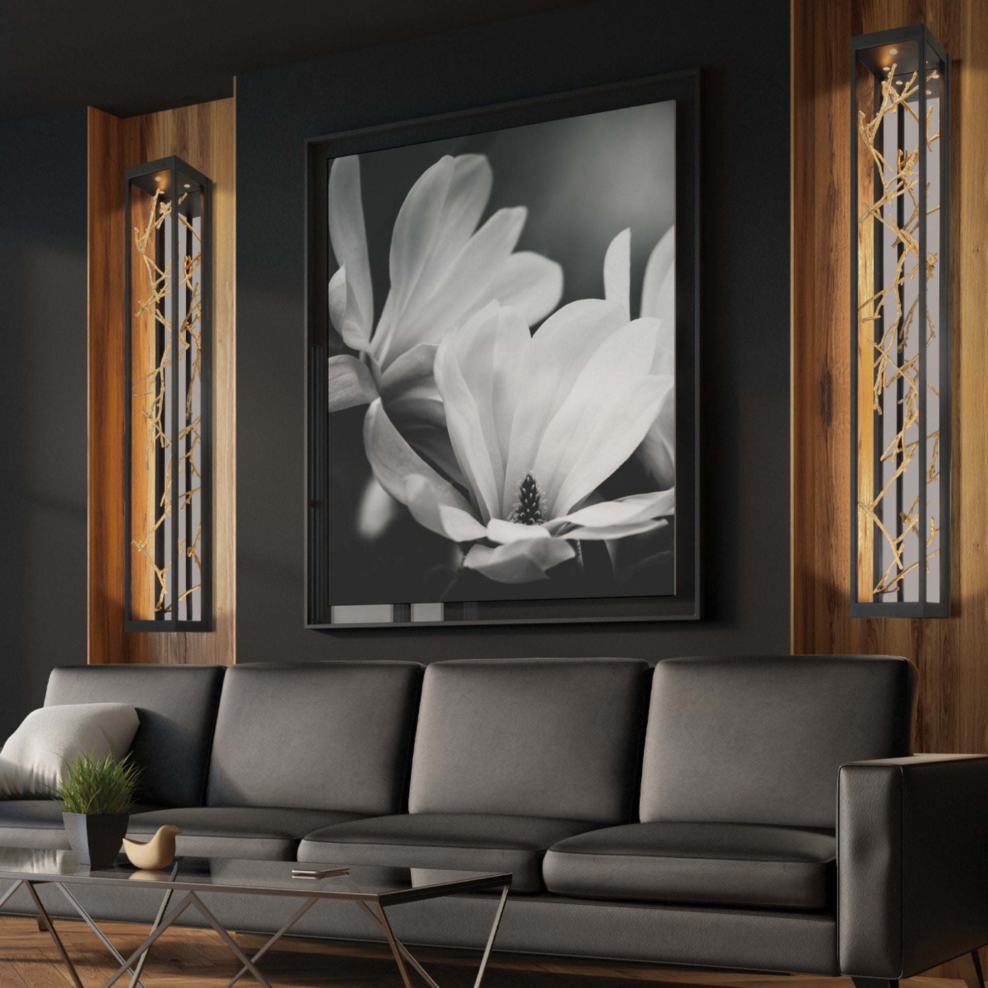 Aerie 30" LED Outdoor Wall Sconce, Gold & Black Finish - Bees Lighting