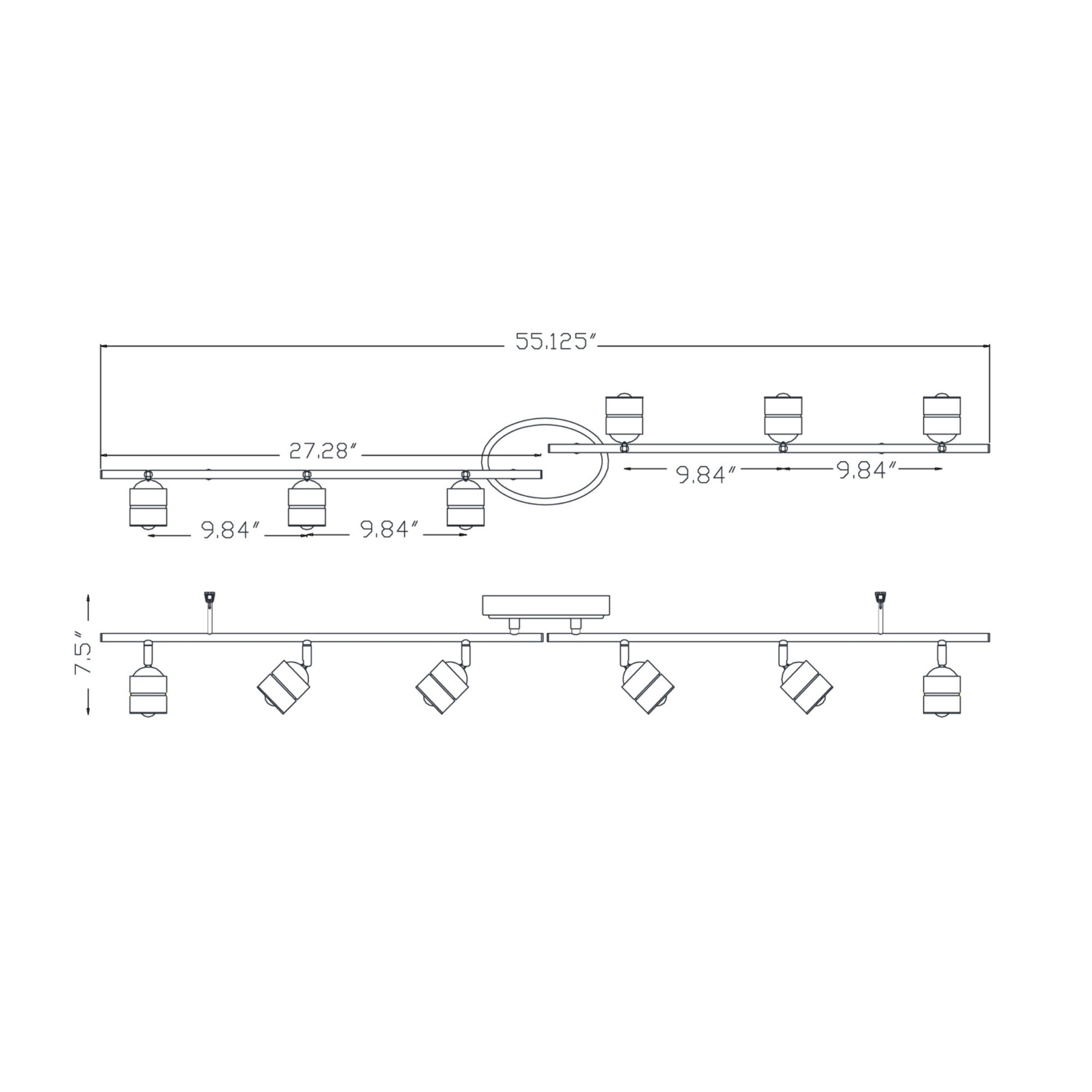 Core 56" LED Fixed Rail, Satin Nickel Finish - Bees Lighting